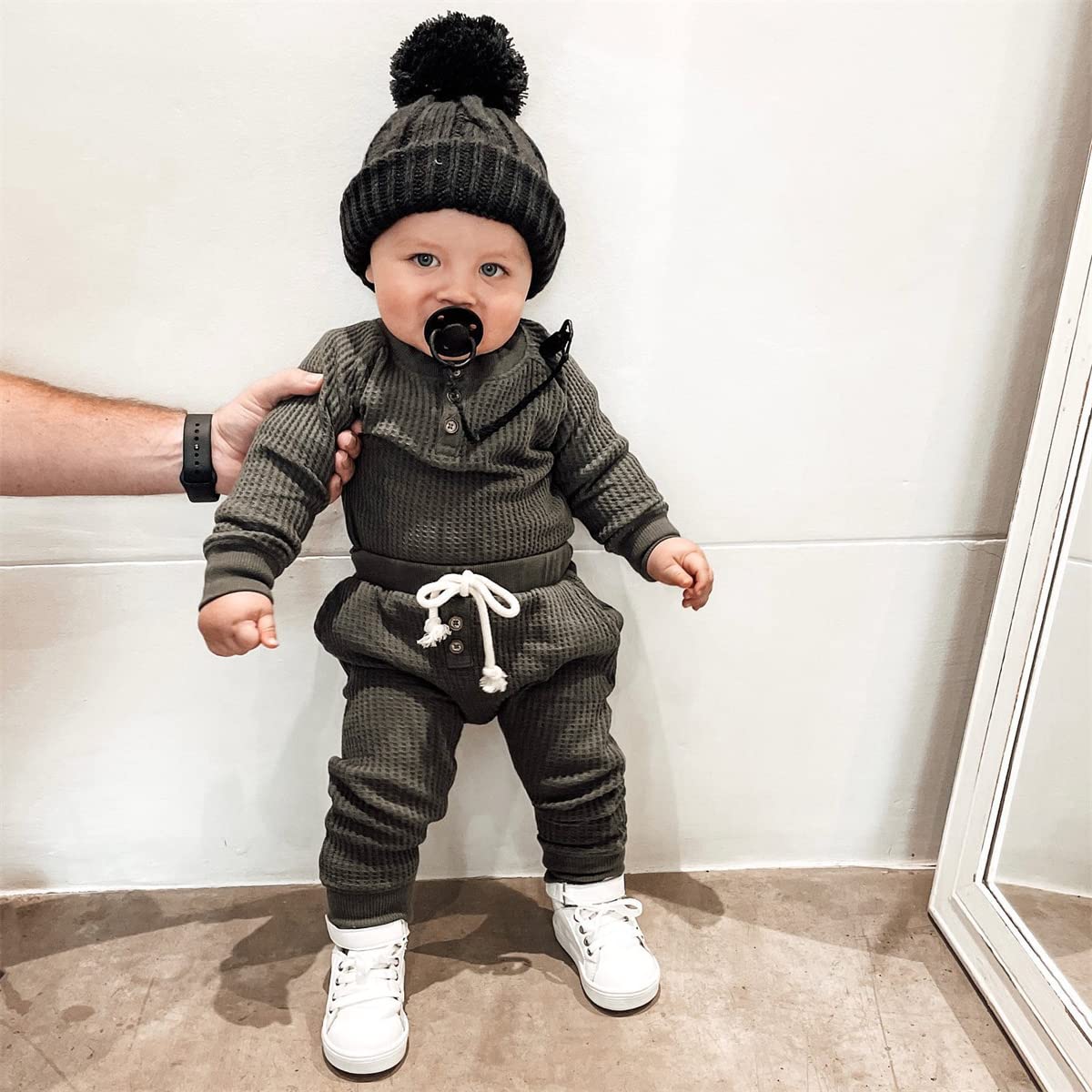 Winter Baby Clothes Set - Warm Pullover & Waffle Knit Pants for Newborn Toddler Boys & Girls | Cozy Fall Outfits for Playtime & Outdoor Adventures