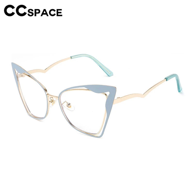 CCspace Women's Fashion Oval Butterfly Full Rim Eyeglasses Frame - Lightweight Alloy Metal Glasses for Women, Perfect for Reading, Working & Daily Wear