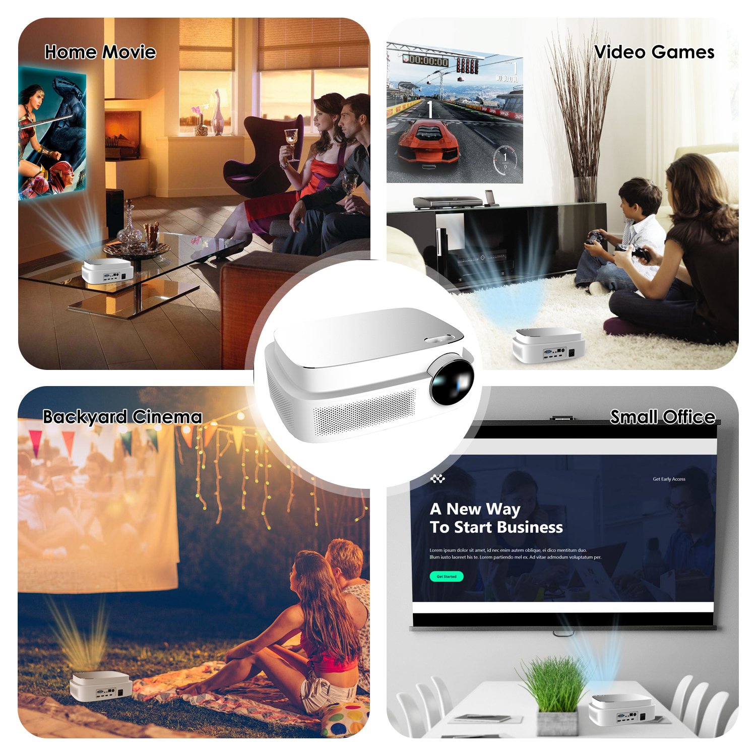HD 1080p Video Projector with 200