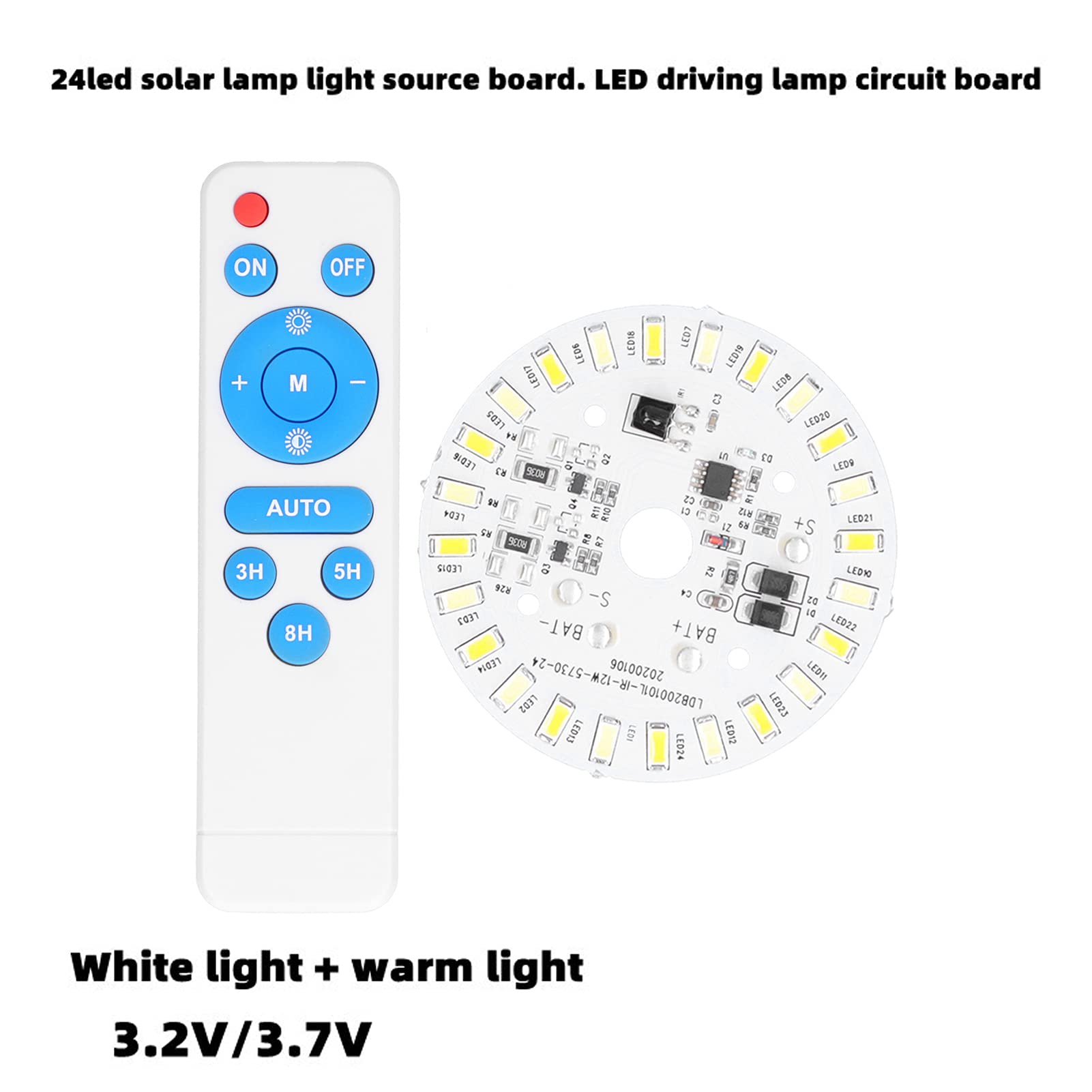 UBERSWEET® 12W LED Lamp Panel with Brightness Adjustment - 3.2V/3.7V 24LED White & Warm Light Solar Panel Board for Garden Lights, Flood Lights & Home Outdoor Lighting - Perfect for Pathway, Patio, Yard & Landscape Illumination