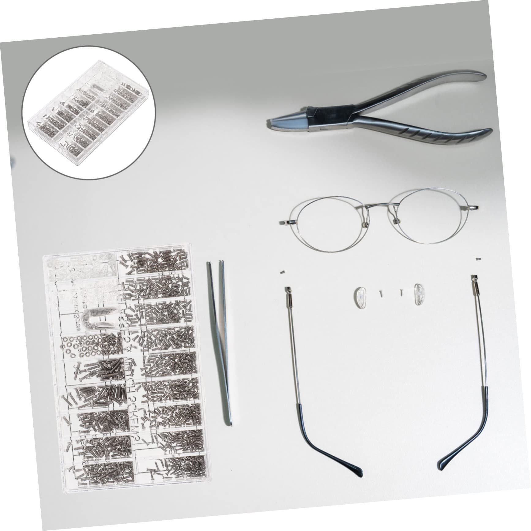 Outanaya Glasses Repair Kit - 1 Set of Eyeglass Screws, Nose Pads & Tools for Fixing Sunglasses & Prescription Glasses | Perfect for Home, Office & Travel Eyewear Maintenance