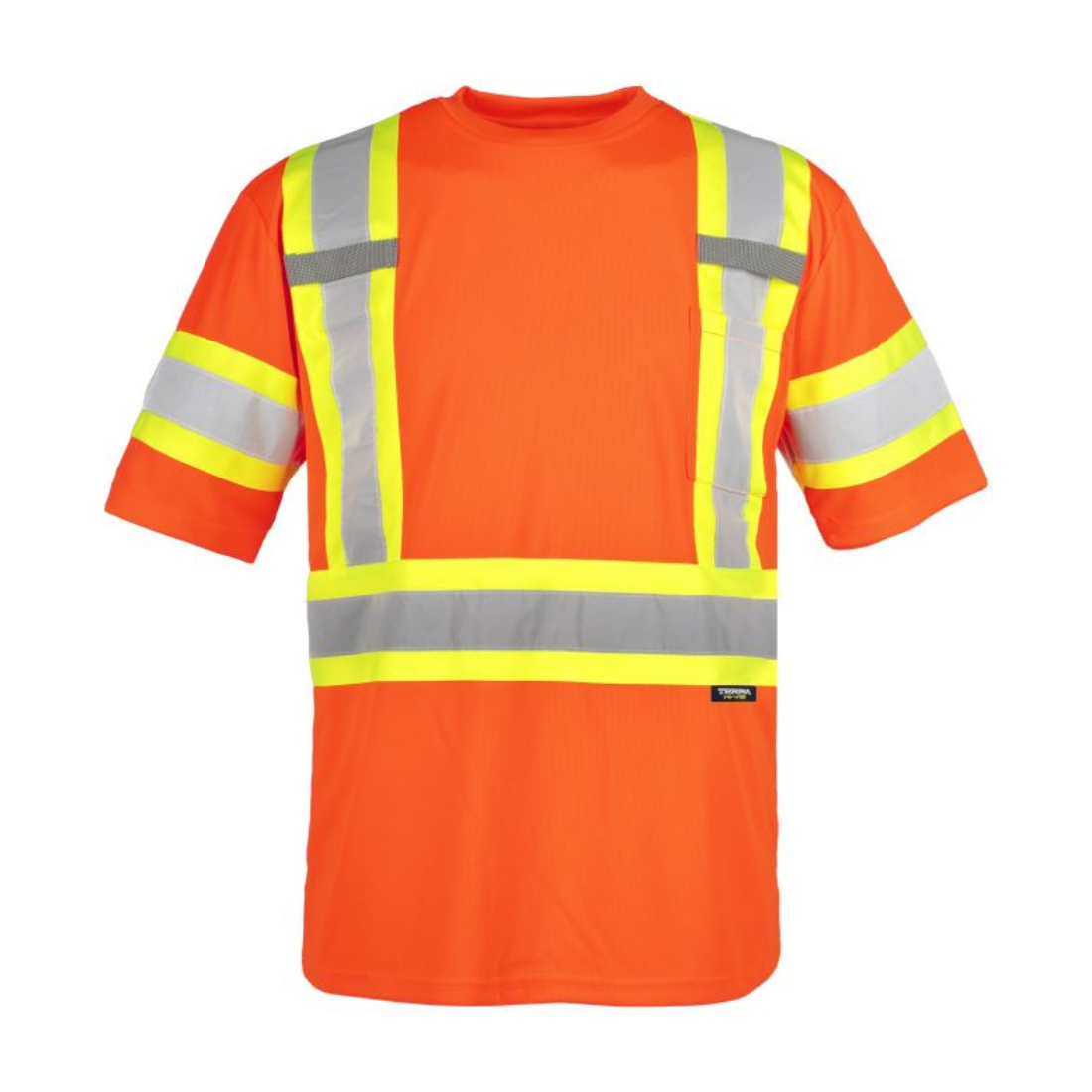 High Visibility Short Sleeve Work T-Shirt - ANSI Certified Safety Shirt for Construction & Outdoor Work - Bright Orange Reflective Workwear for Day & Night Visibility