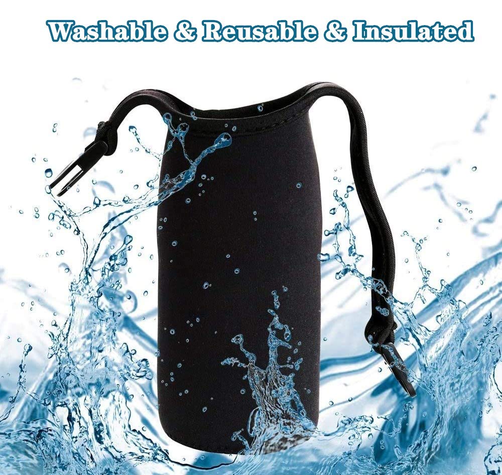 20 oz Insulated Tumbler Carrier Holder - Universal Water Bottle Handle Bag for Yeti, RTIC, Ozark Trail & More Travel Mugs - Perfect for Hiking, Camping, Gym & Commuting (Black)