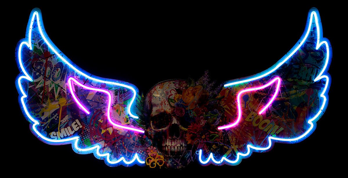 Afterlife Skull with Wings - Original Gothic Home Decor for Halloween & Dark Aesthetic Room Design