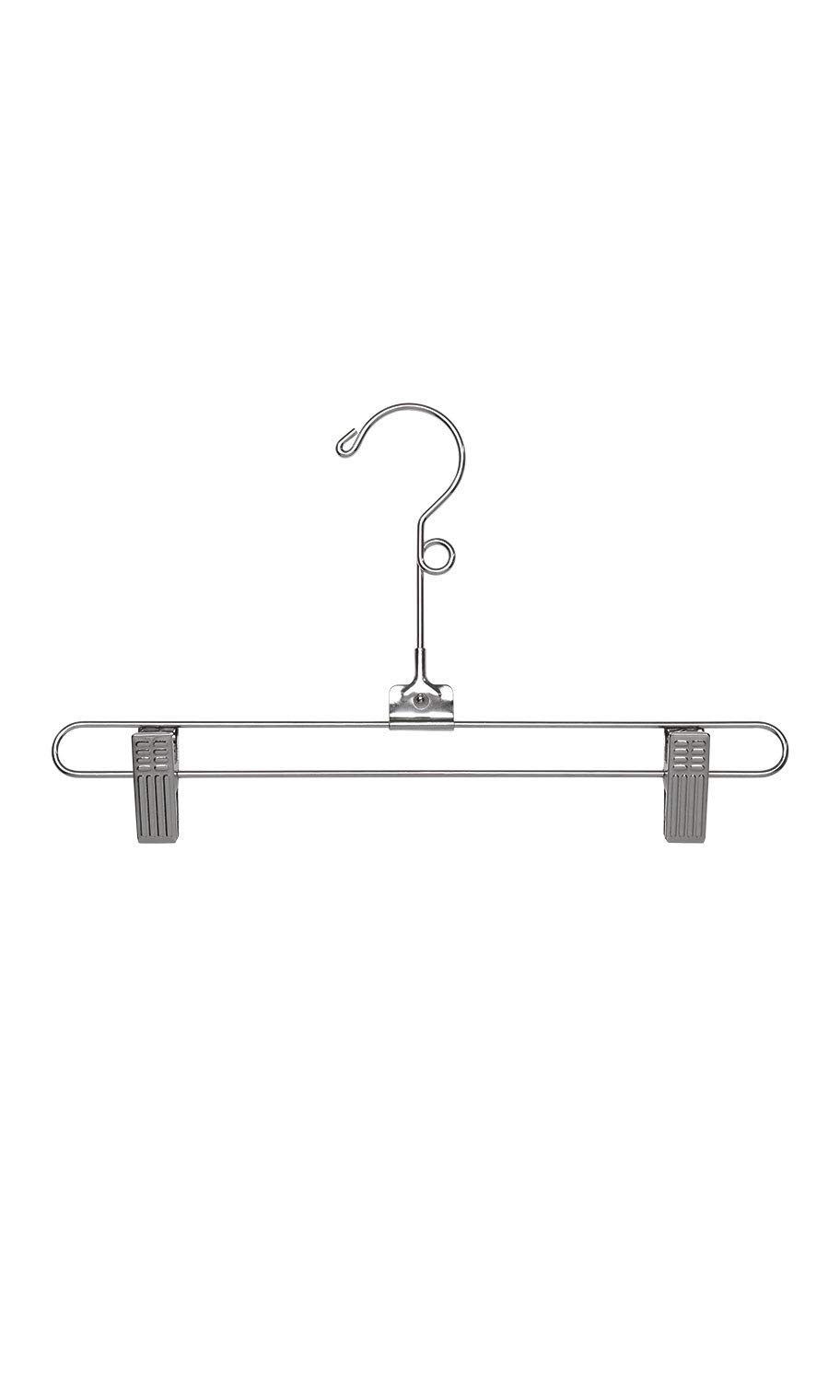 SSWBasics 12 Inch Chrome Metal Skirt & Pants Hangers - Pack of 100 - Space Saving Closet Organizer for Dresses, Trousers & Uniforms