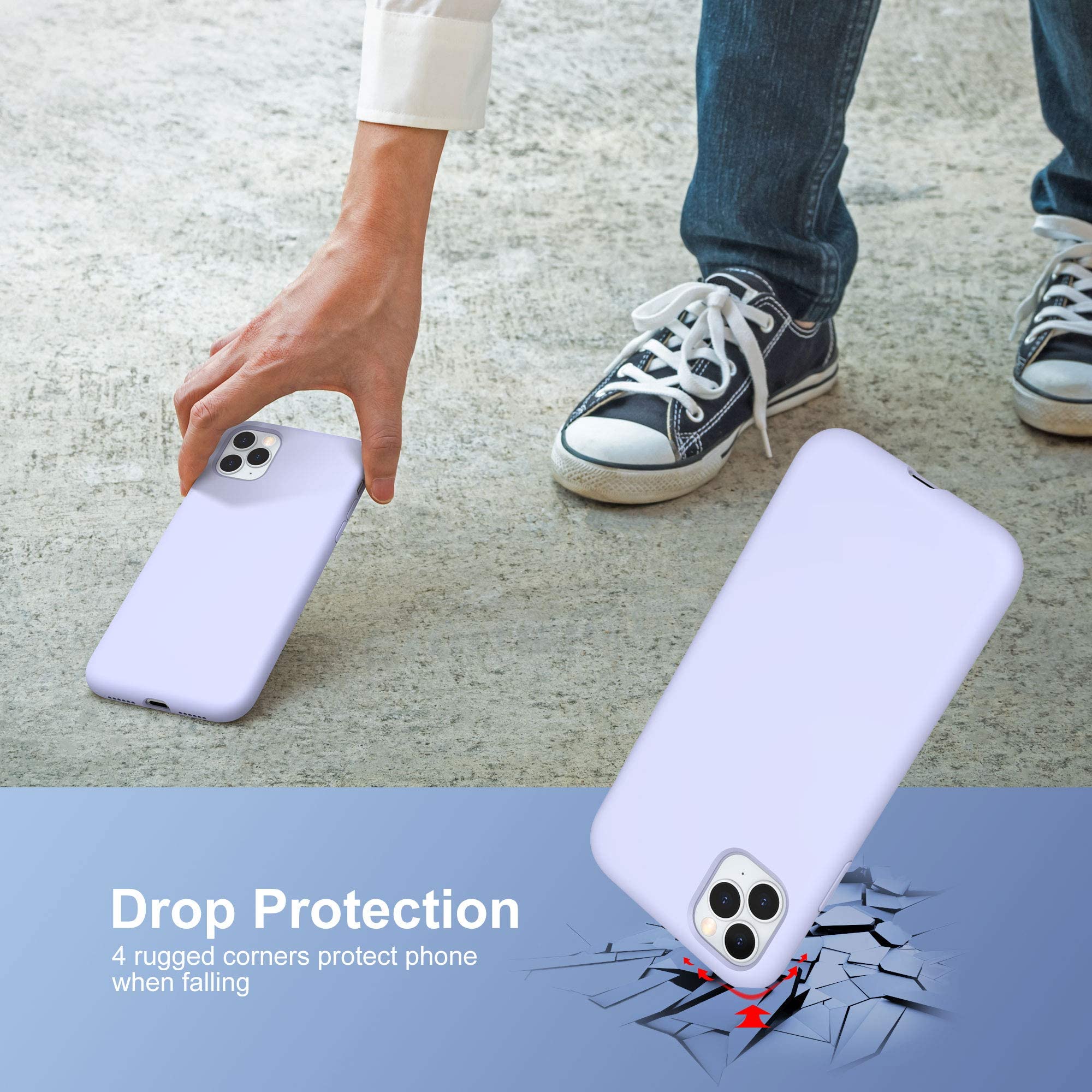 ULAK Liquid Silicone Shockproof Case for iPhone 11 Pro Max (6.5 Inch) - 3 Layer Hybrid Drop Protection, Soft Rubber Phone Cover - Purple | Perfect for Outdoor Activities, Gym & Daily Use