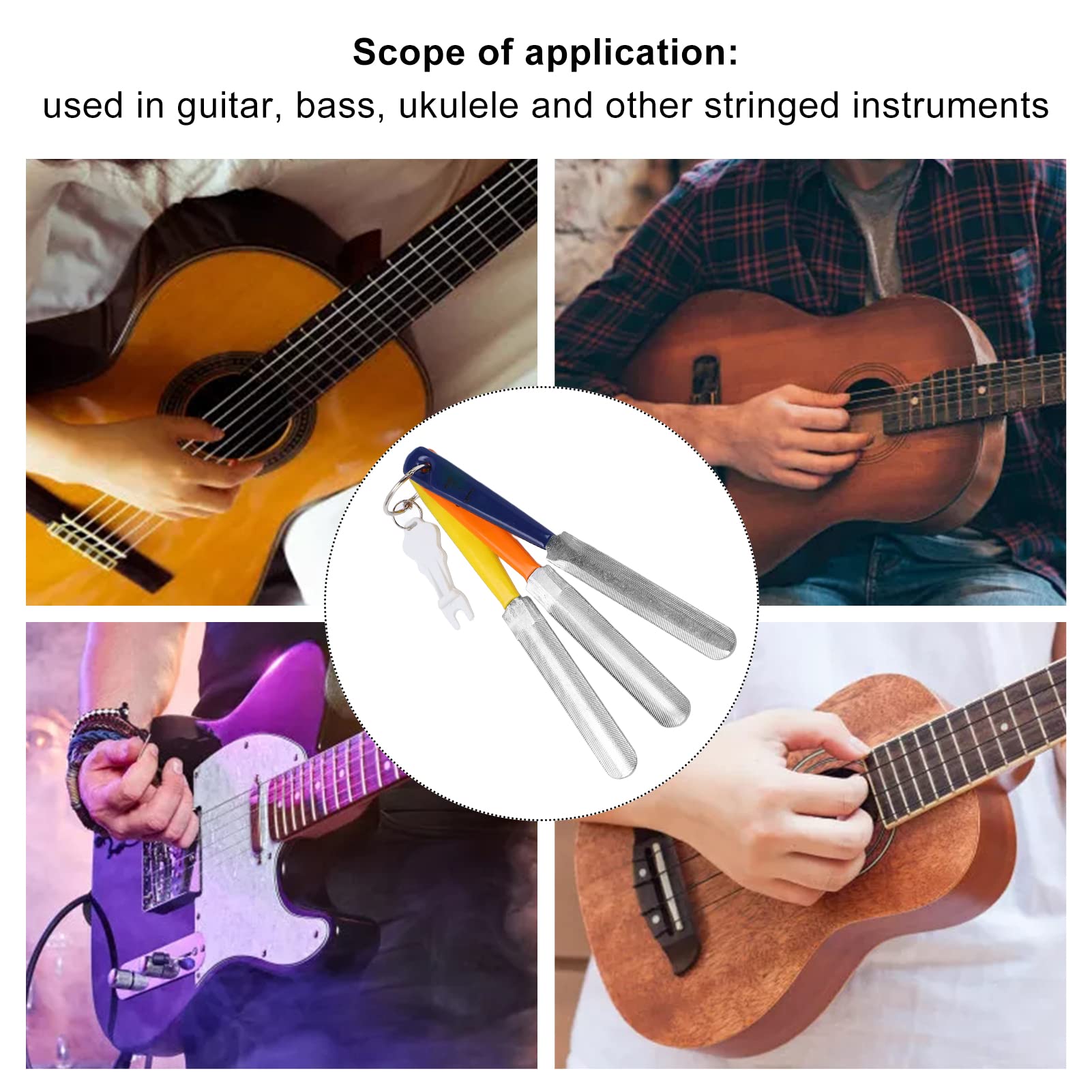 3-Piece Guitar Nut Slotting Files Set - Stainless Steel Guitar Nut & Bridge Files for Guitar Repair - Portable & Durable Guitar Maintenance Tools - Perfect for Luthiers, Musicians & DIY Guitar Repair at Home or Studio