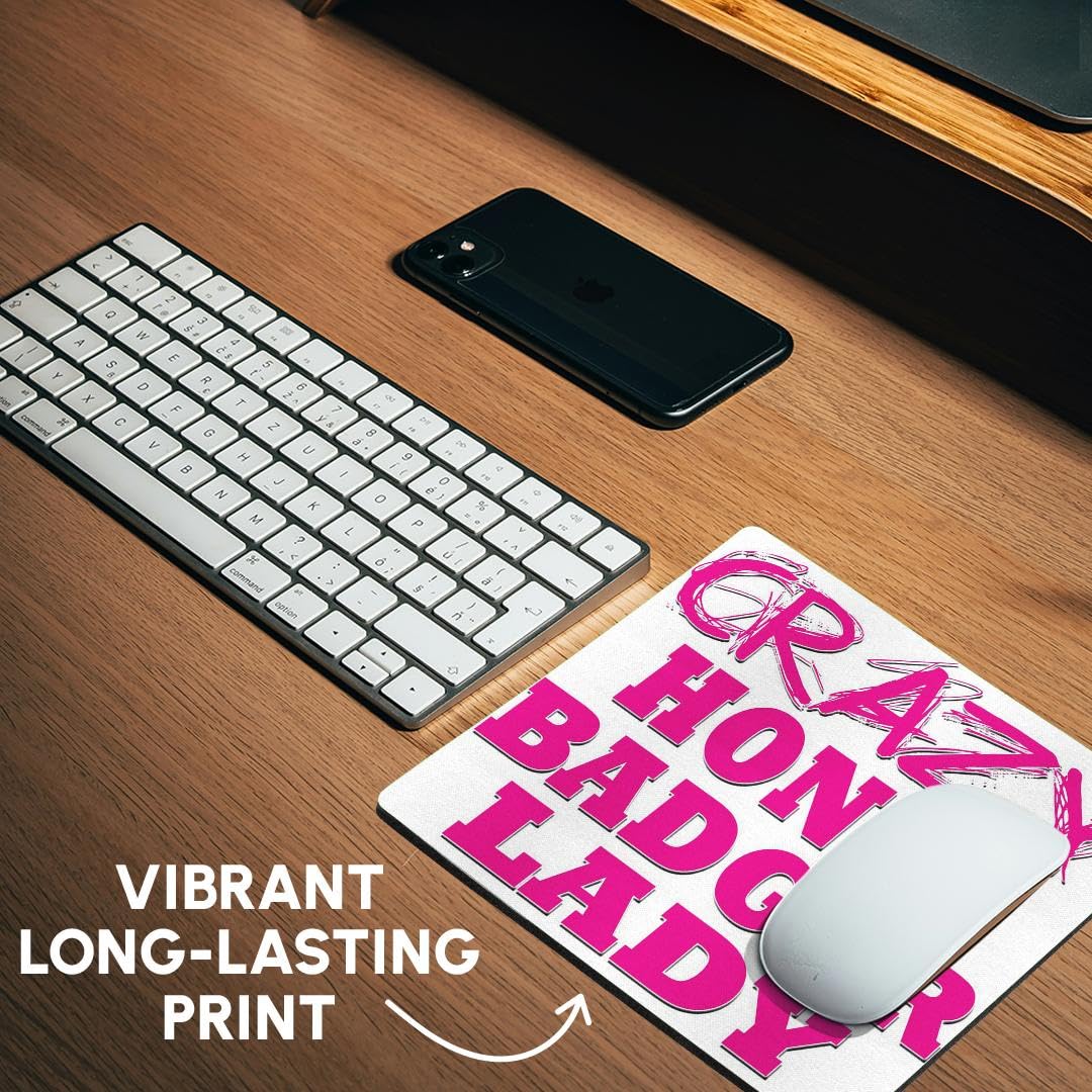 3Drose Crazy Honey Badger Lady Funny Gaming Mouse Pad - Non-Slip Rubber Base, Perfect for Office, Home & Gaming Computers - Unique Gift for Animal Lovers & Gamers