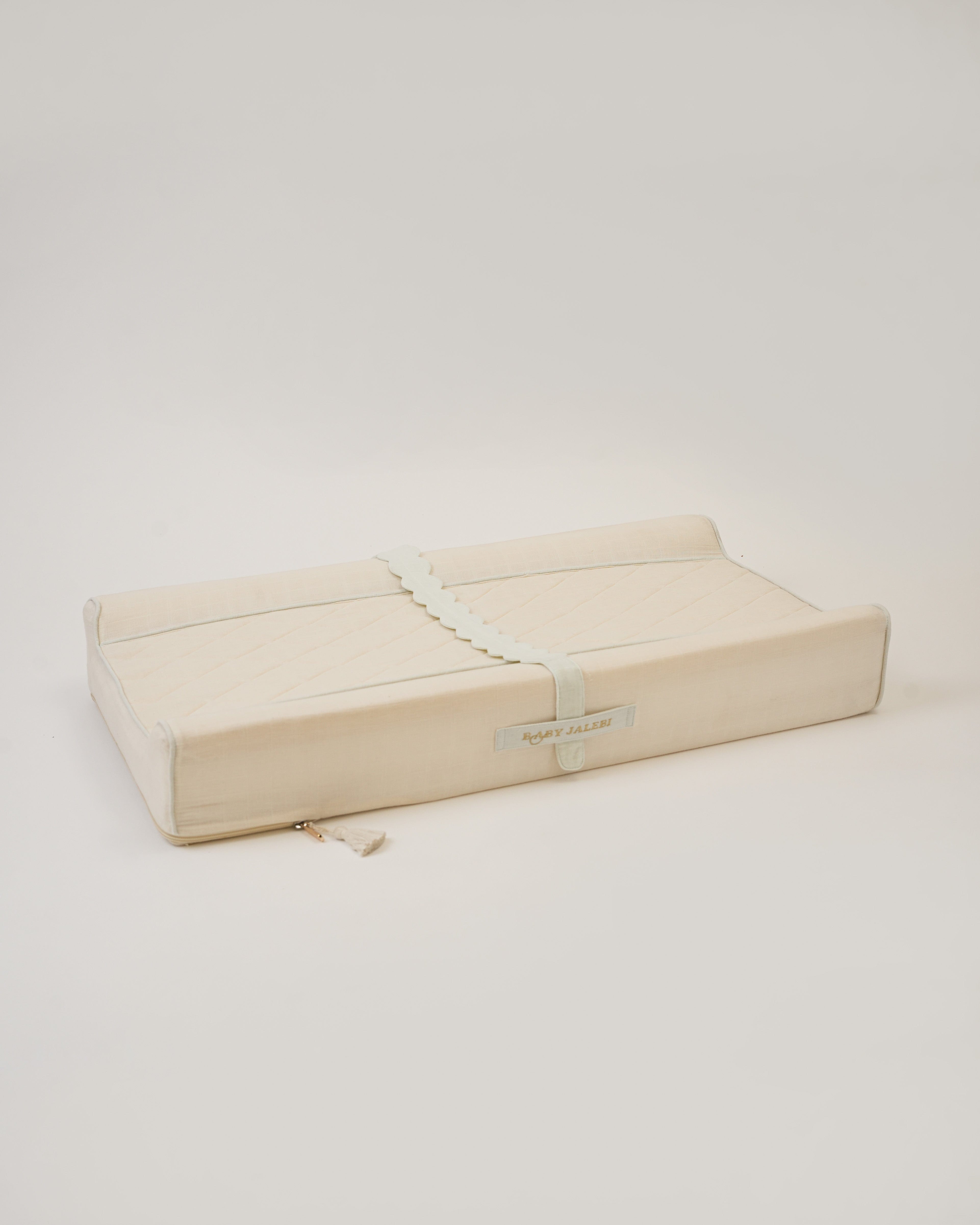Portable Baby Changing Station - Soft Ecru Fabric for Diaper Changes On-The-Go | Perfect for Travel, Nursery & Daycare Use