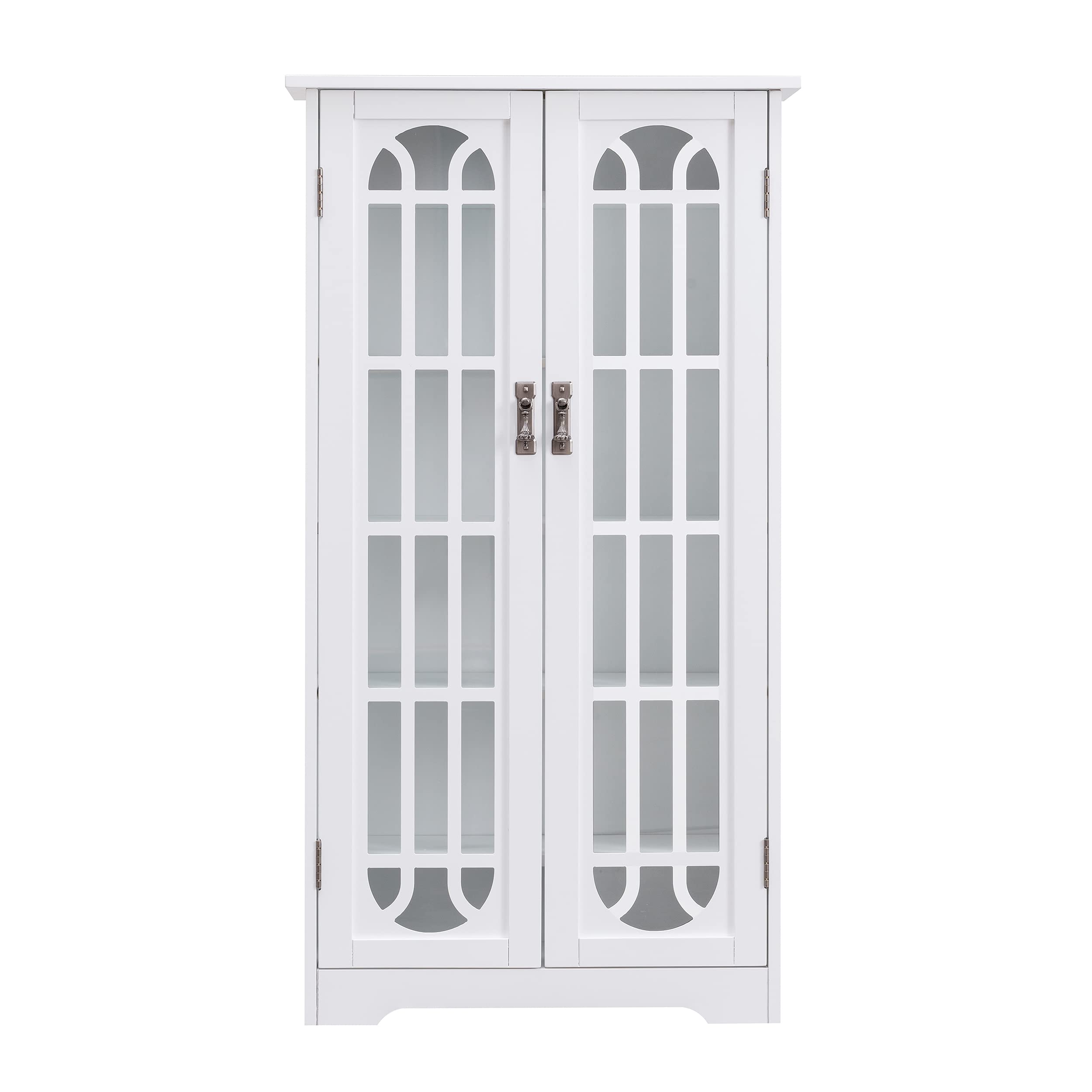 SEI Furniture White Adjustable Shelf Window Pane Display Storage Cabinet - Perfect for Living Room, Bedroom, or Office Organization