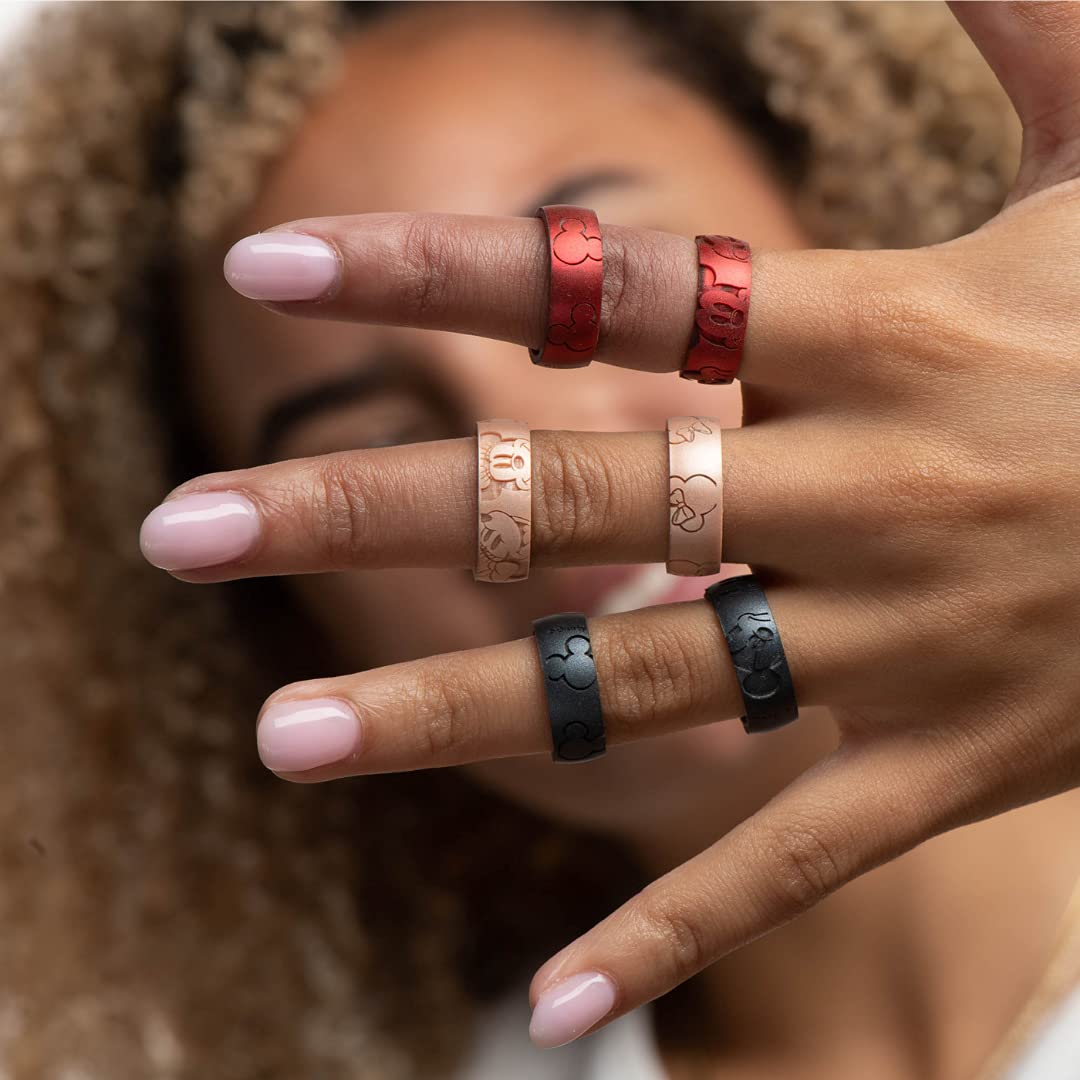 Disney Mickey Mouse & Minnie Mouse Silicone Wedding Bands - Comfortable & Durable for Active Lifestyles - Perfect for Sports, Gym, Travel & Everyday Wear