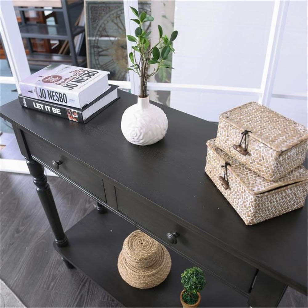 Humphry Transitional Wood 2-Drawer Writing Desk in Gray - Modern Home Office Furniture for Small Spaces | Study Desk for Work from Home & Remote Learning