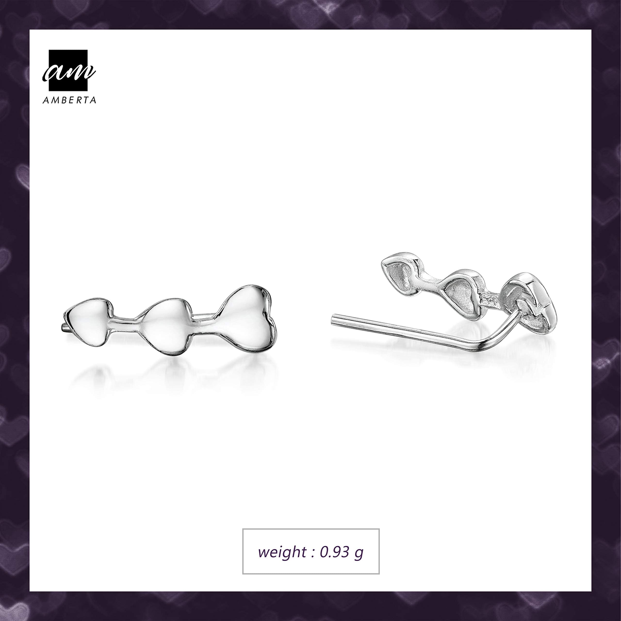 Amberta 925 Sterling Silver Crawler Earrings for Women - Elegant Dangle Earrings for Party, Wedding & Evening Wear