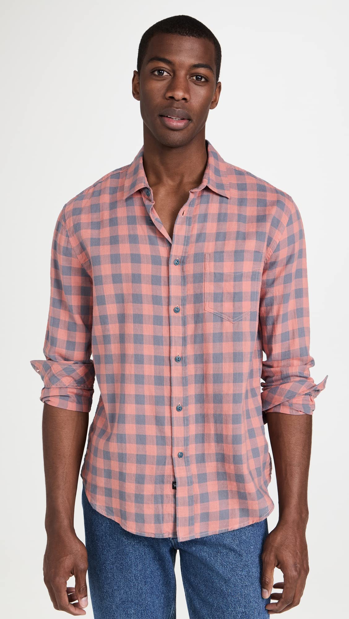 Men's Wyatt Plaid Shirt in April Rose Pink - Casual Button Down Shirt for Work, Date Night & Outdoor Activities | Size M