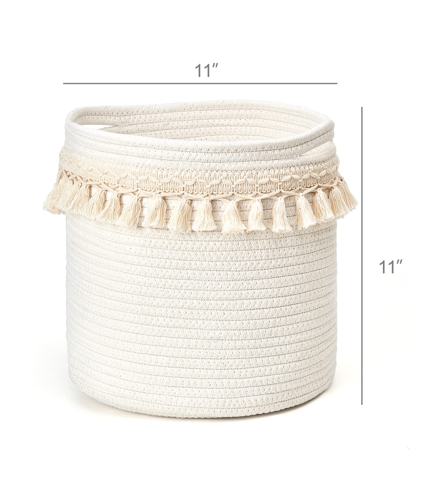 Macrame Cotton Rope Basket - Boho Nursery Decor & Storage Organizer (11