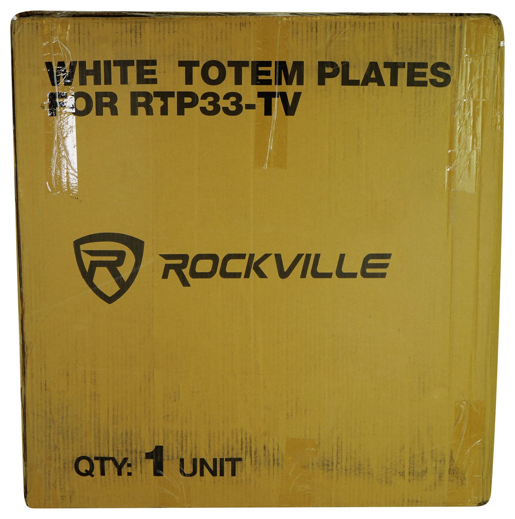 Rockville Black Totem Plates for RTP33-TV Speaker Stands | Top & Bottom Mounting Plates | Convert White Stands to Black | Perfect for Home Theater & Studio Speaker Setups