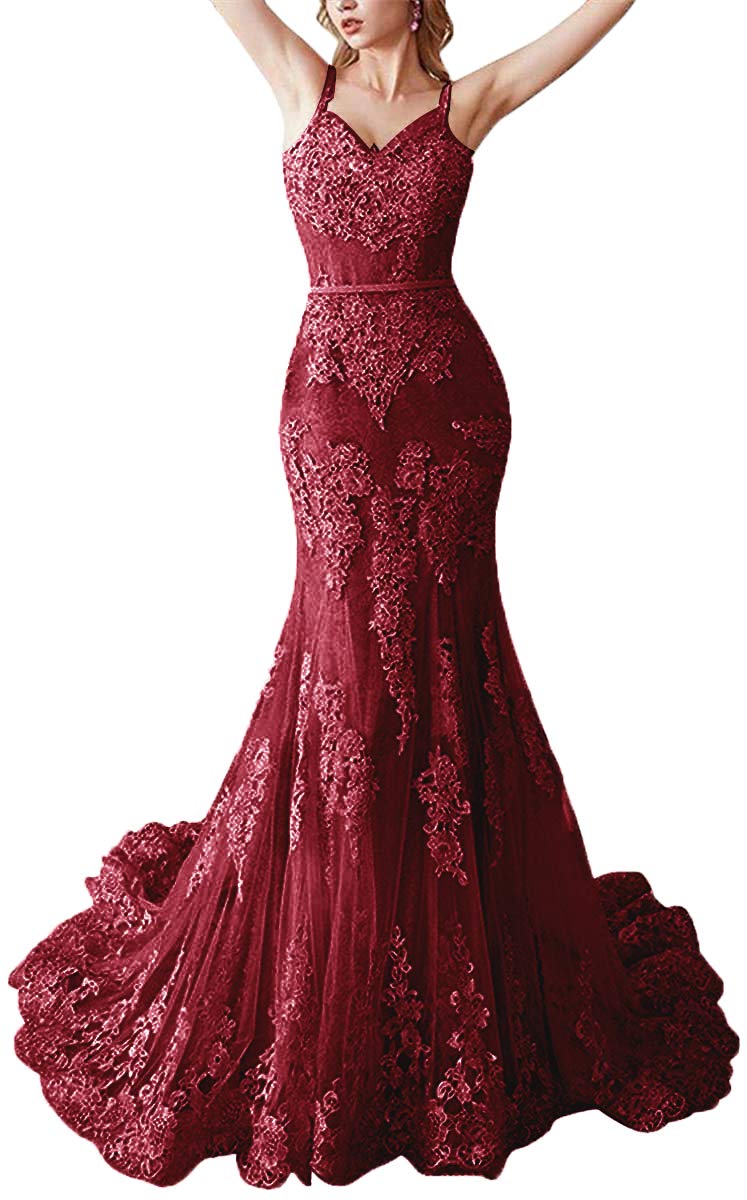 Elegant Lace Prom Dresses for Women - Long V-Neck Mermaid Formal Evening Gowns | Perfect for Homecoming, Prom Night & Special Occasions