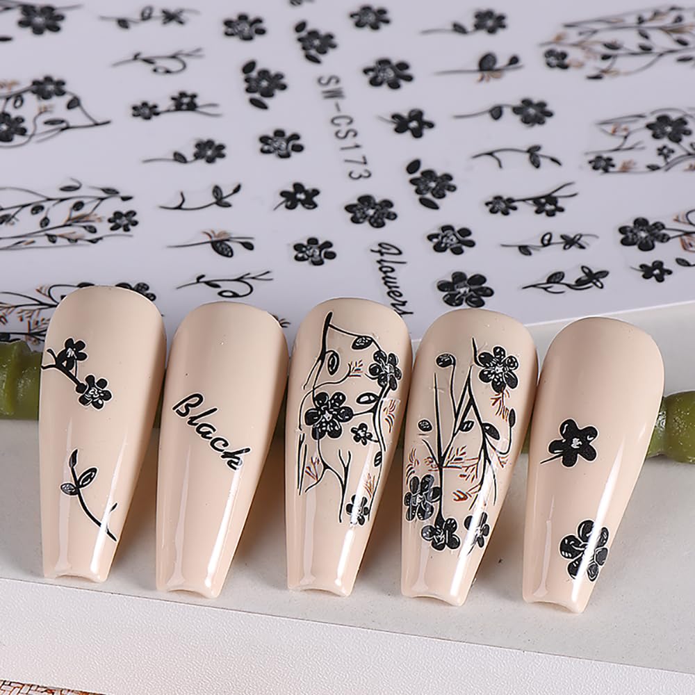 6PCS 3D Flower & Leaf Nail Art Stickers - Self-Adhesive Summer Floral Nail Decals for Women | Fall Nail Decorations & Nail Art Supplies | Perfect for Manicures, Parties, Weddings & Special Occasions