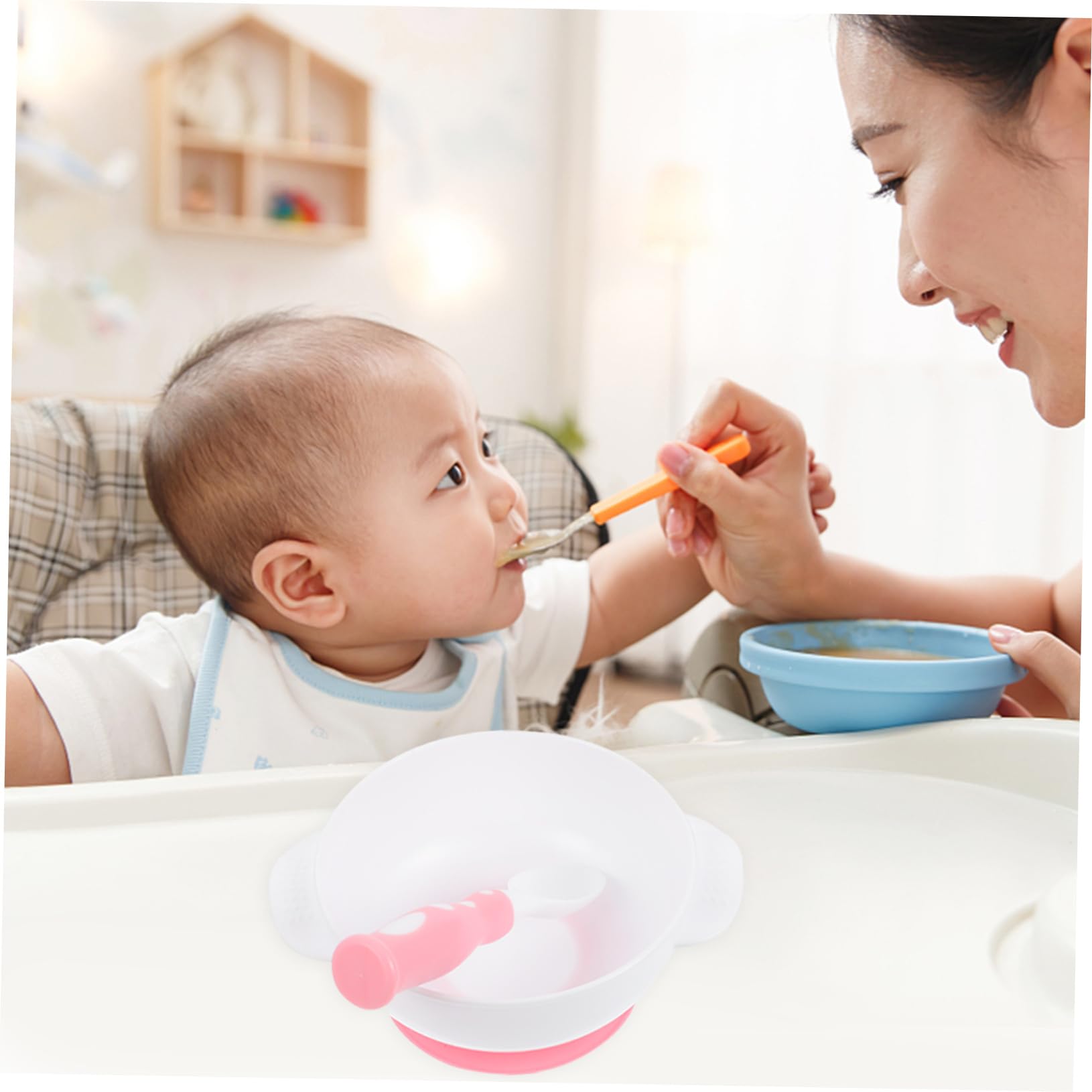 COOLHIYA Non-Slip Suction Bowls Set - Divided Baby Plates with Suction Base, BPA-Free Plastic Toddler Dinnerware (Pink) - Perfect for Kids Mealtime, Travel & Mess-Free Feeding