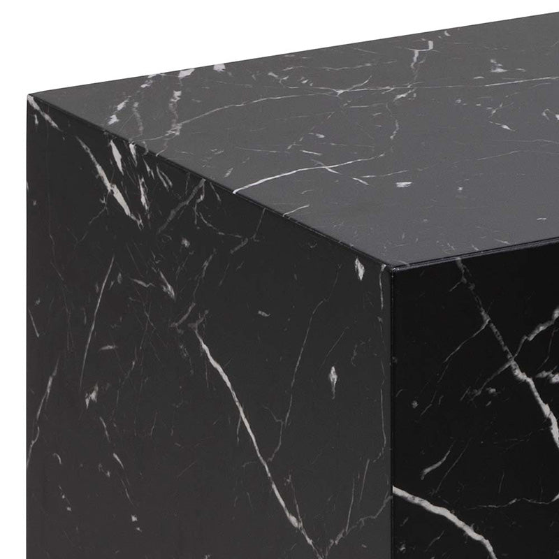 Black Marble Effect DICE Nest of 2 Square Coffee Tables - Modern Living Room Furniture for Small Spaces & Home Decor