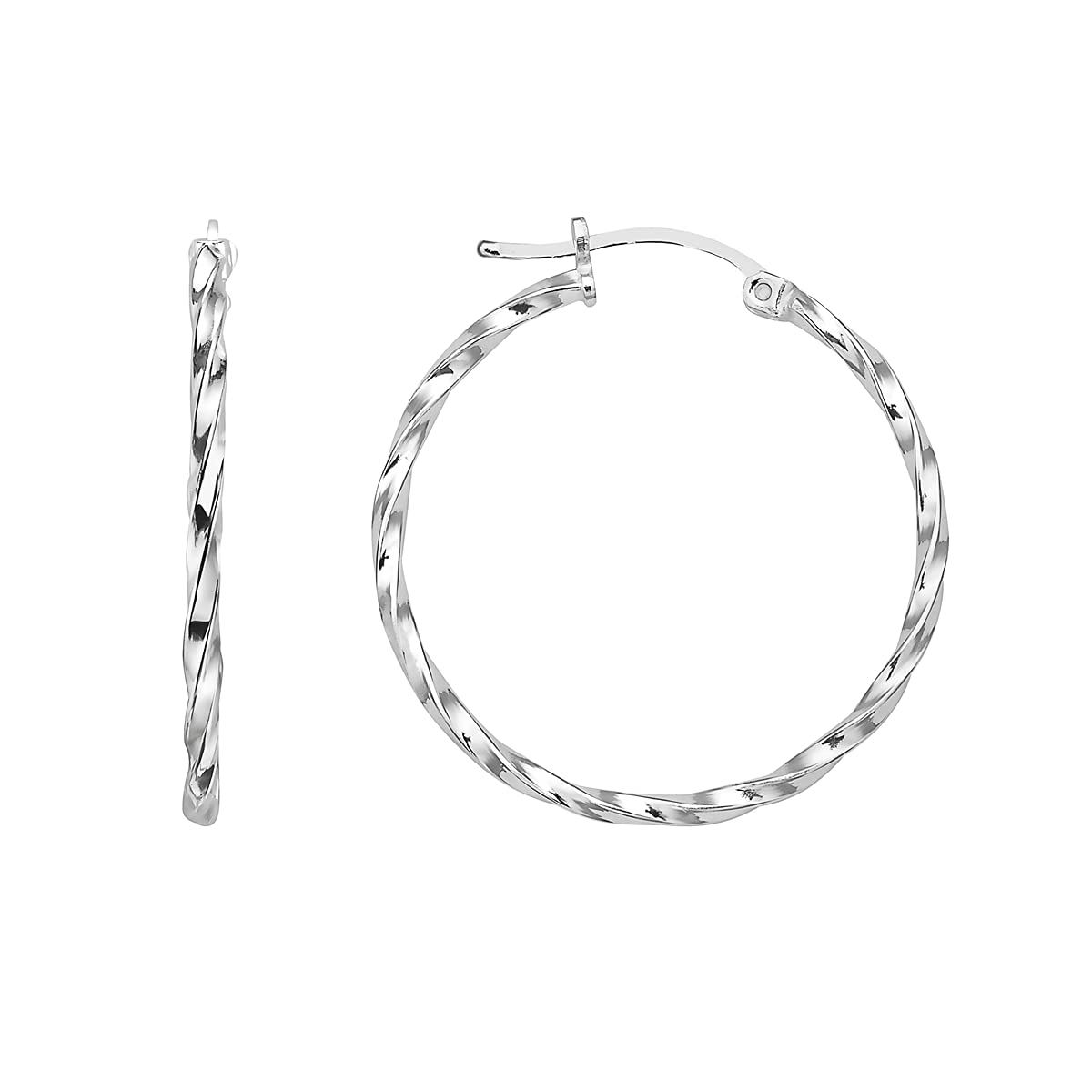 Ritastepens Sterling Silver Tubular Twist High Polished Round Click-Top Hoop Earrings for Women | Elegant Everyday Jewelry | Perfect for Office, Party & Date Night