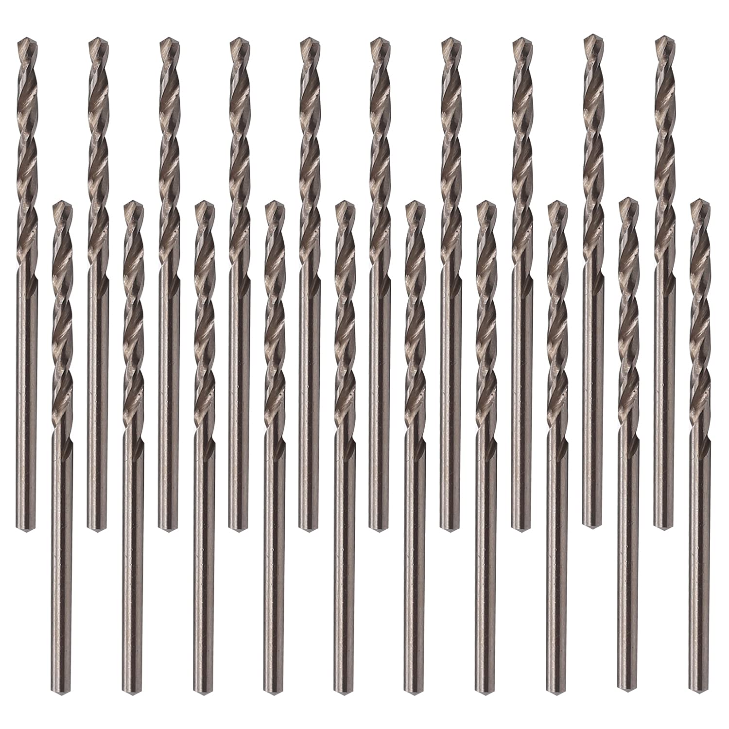 Utoolmart 20Pcs High Speed Steel Straight Shank Twist Drill Bits Set - 2.1mm Diameter Spiral Drill Bits for Metal, Wood & Plastic - Perfect for DIY Projects, Home Repairs & Professional Use