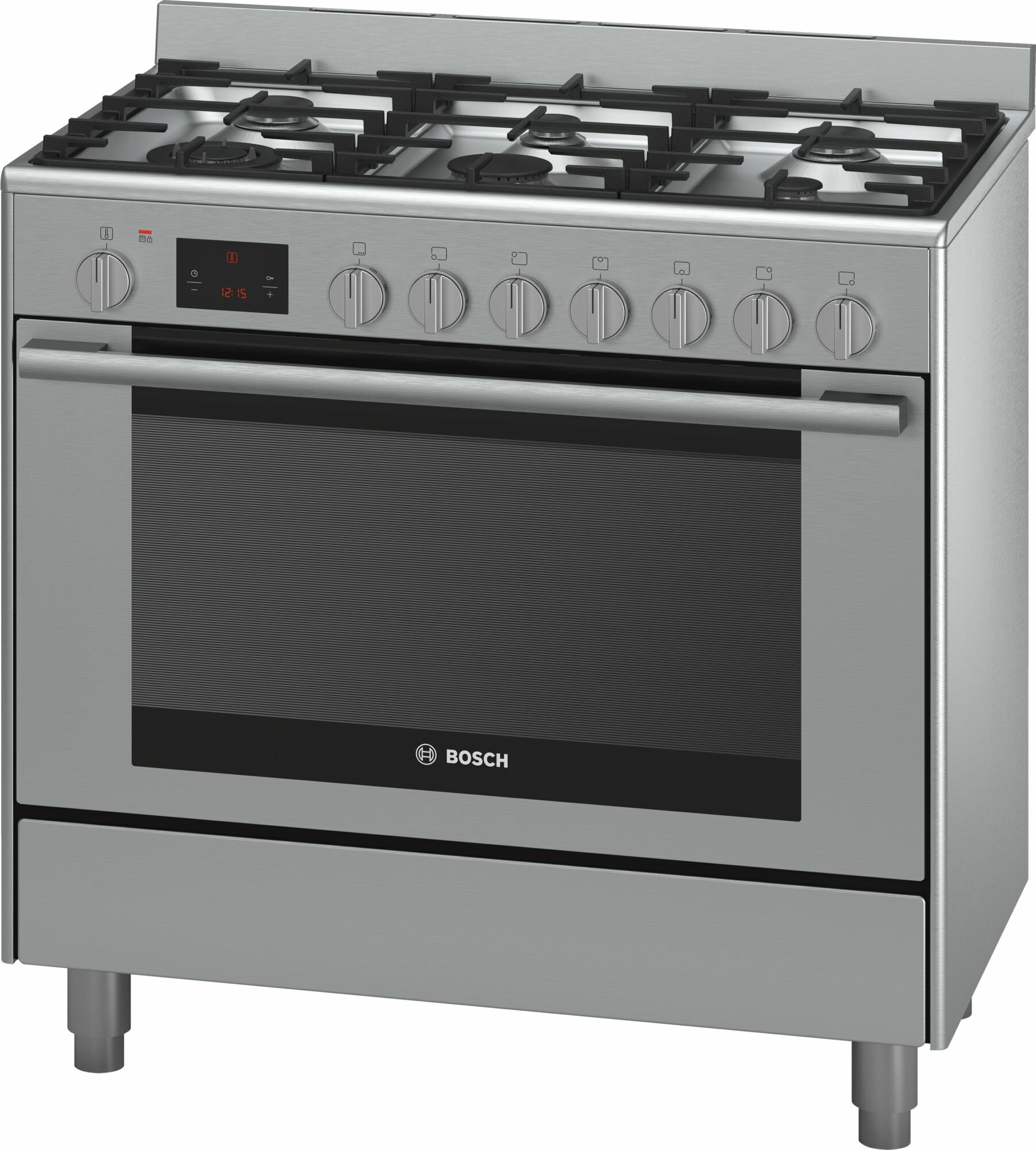 Bosch Serie 8 90cm Freestanding Dual Fuel Oven and Stove HSB838357A - Professional Gas Cooktop with Electric Oven for Modern Kitchens | Perfect for Baking, Roasting & Family Cooking