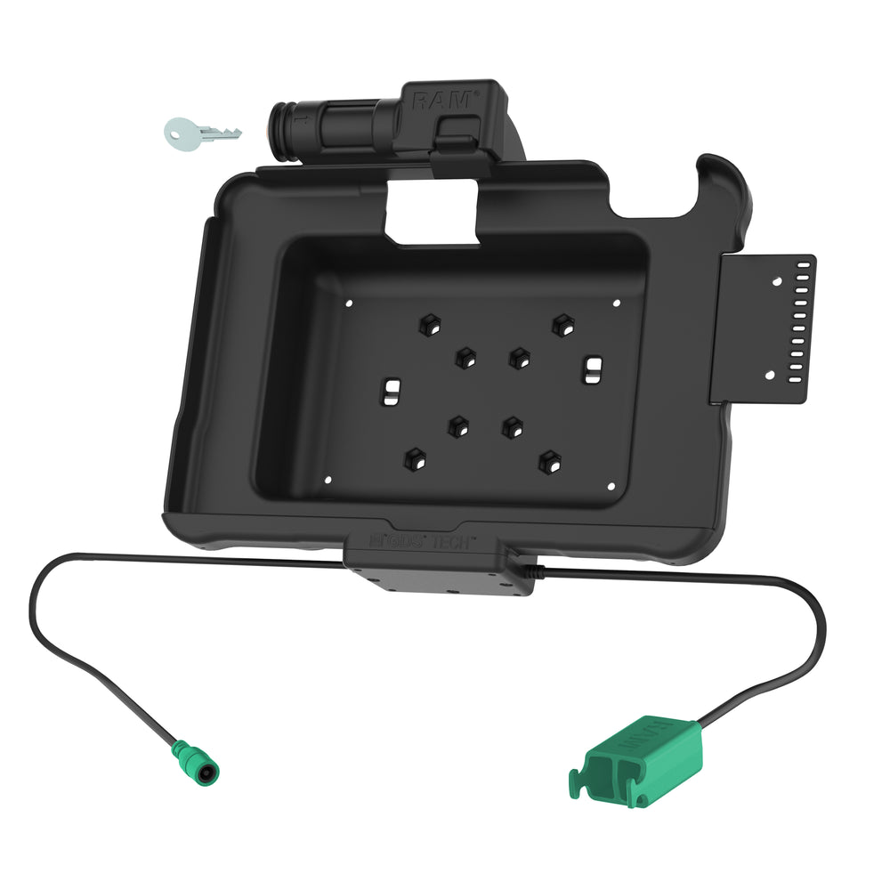 GDS® Key Locking Power Dock with Dual USB Ports for Zebra ET5x 10.1 Series Barcode Scanner - Secure Charging Station for Retail, Warehouse & Logistics (RAM HOL ZE11PD2KLU) | Perfect for Inventory Management & Mobile Workstations