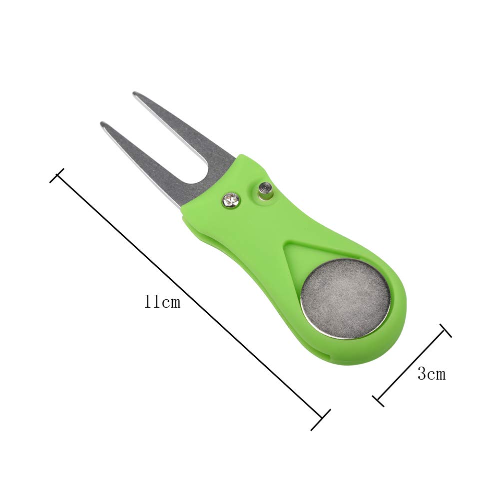 Premium Foldable Magnetic Golf Divot Repair Tool with Detachable Ball Marker - Stainless Steel Switchblade Design for Quick Greens Repair | Perfect Golf Course Accessory for Professional & Casual Players