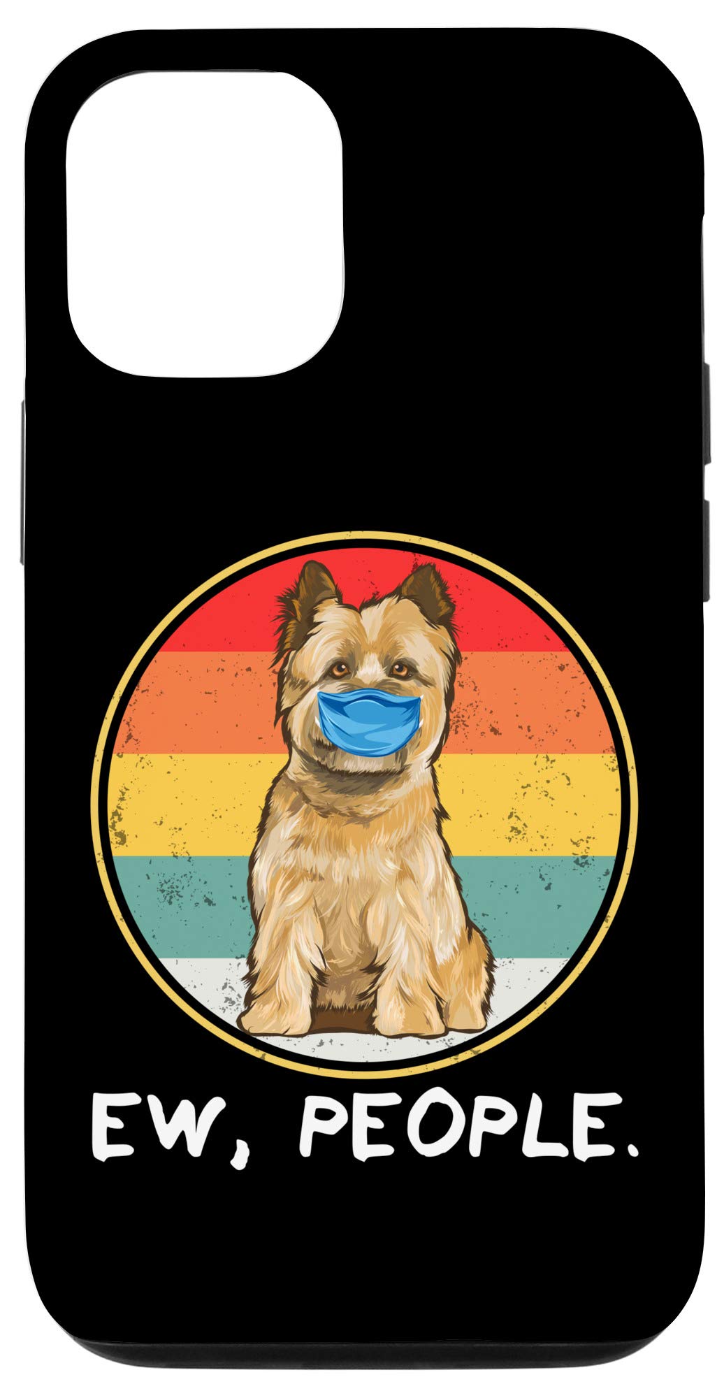 Vintage iPhone 12/12 Pro Case with Cute Cairn Terrier Dog Wearing Face Mask - Trendy Protective Cover for Everyday Use, Travel & Work