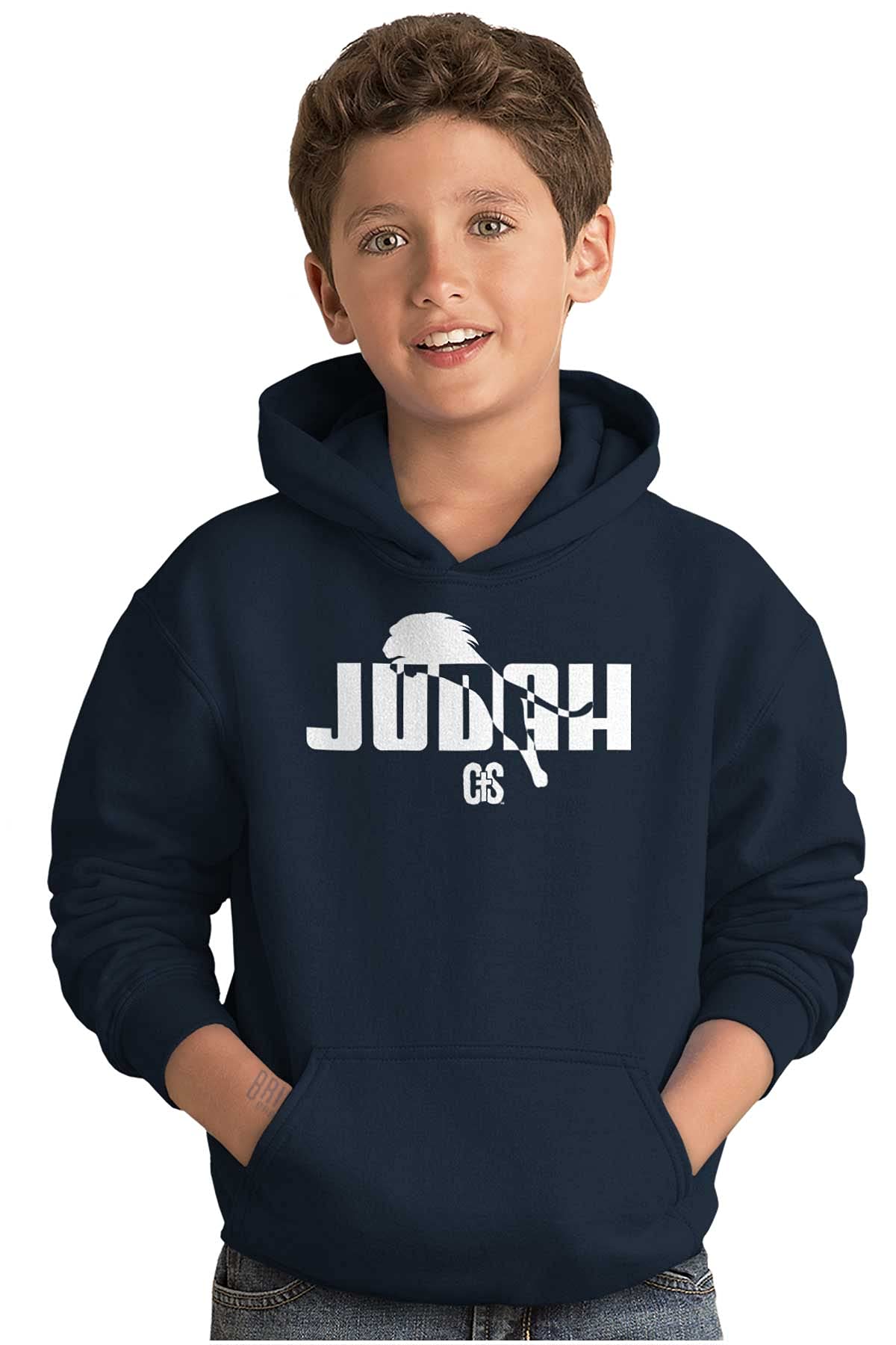 Brisco Brands Christian Strong Lion of Judah Youth Hoodie for Boys & Girls - Comfortable Pullover for Church, School & Everyday Wear
