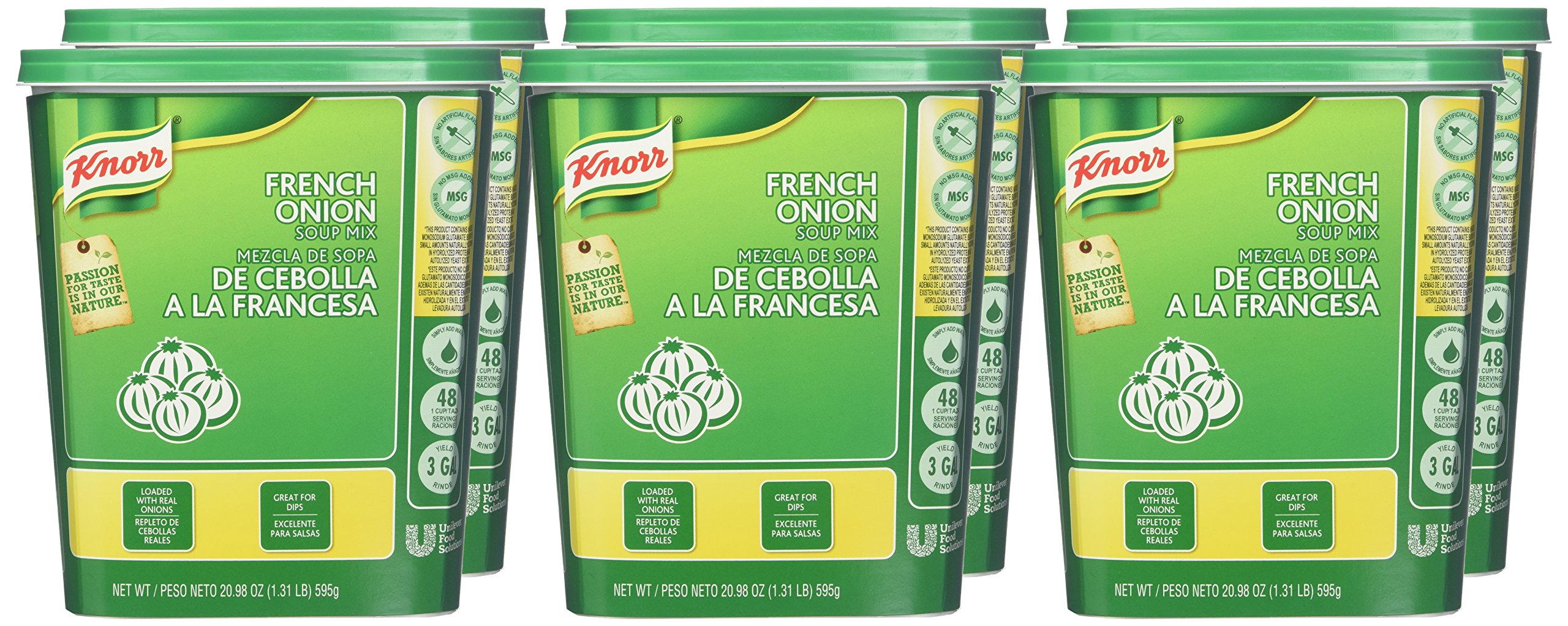 Knorr Professional French Onion Soup Mix with Real Onions - No Artificial Flavors, No Added MSG, 0g Trans Fat - 1.31 Pound (Pack of 6) - Perfect for Restaurants, Catering & Home Cooking