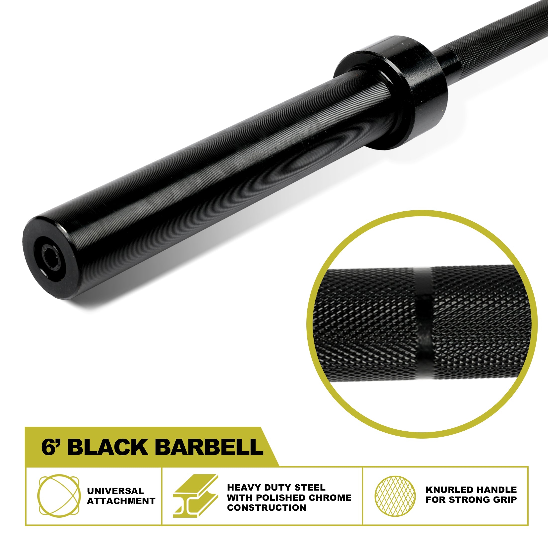 PRCTZ 6ft Olympic Barbell - 2 Inch Sleeve Diameter, 28 lbs Weight Capacity 600 lbs - Perfect for Home Gym, Weightlifting & CrossFit Training