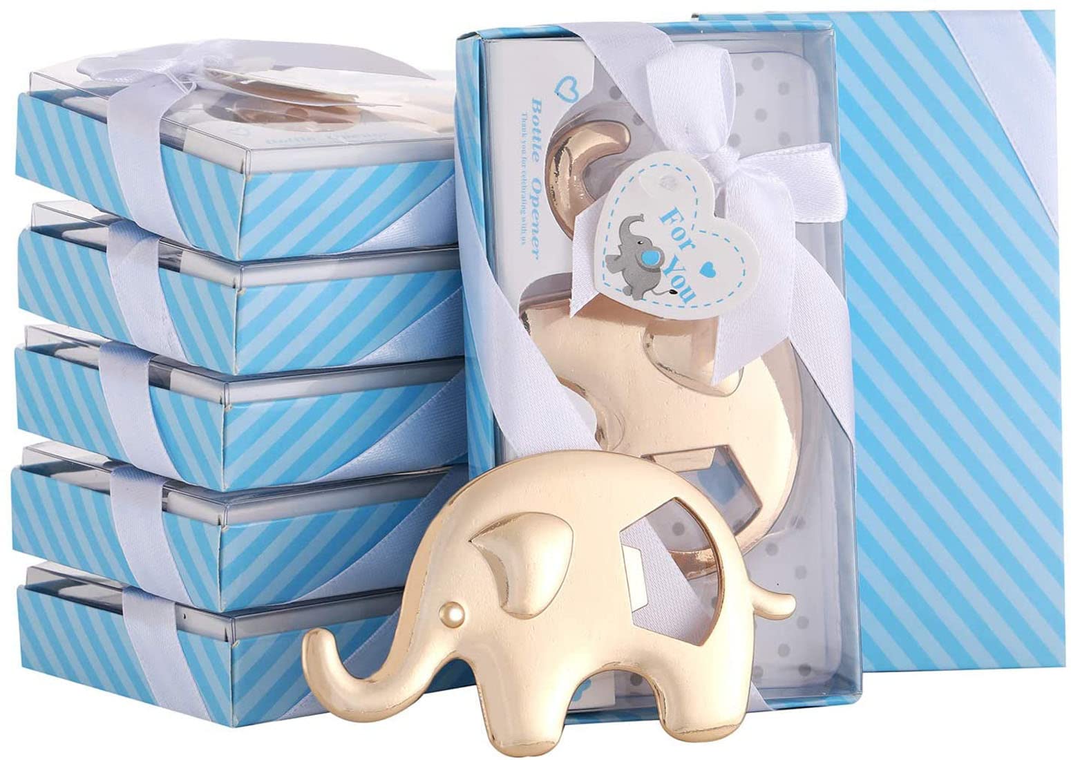 DAJAMAI 12 Pack Elephant Shaped Bottle Openers - Baby Shower Party Favors, Wedding Souvenirs, Birthday Gifts for Guests (Blue, 12 Count) - Perfect for Bridal Showers, Anniversary Parties & Housewarming Events
