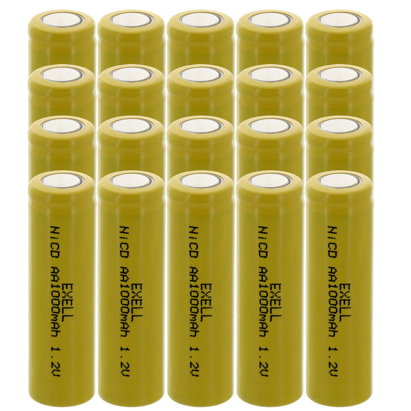 20 Pack Exell AA 1.2V 1000mAh NiCD Flat Top Rechargeable Batteries - for Electric Razors, Toothbrushes, RC Devices, Power Tools & Medical Equipment | Long-Lasting Power for Home & Professional Use