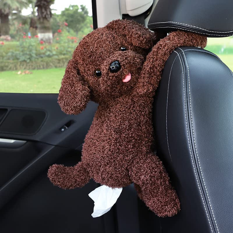 TwoTigers Short Plush Car Tissue Box Holder - Cute Cartoon Napkin Dispenser for Car, Home & Office - Soft Plush Car Accessories for Tissue Storage & Organization