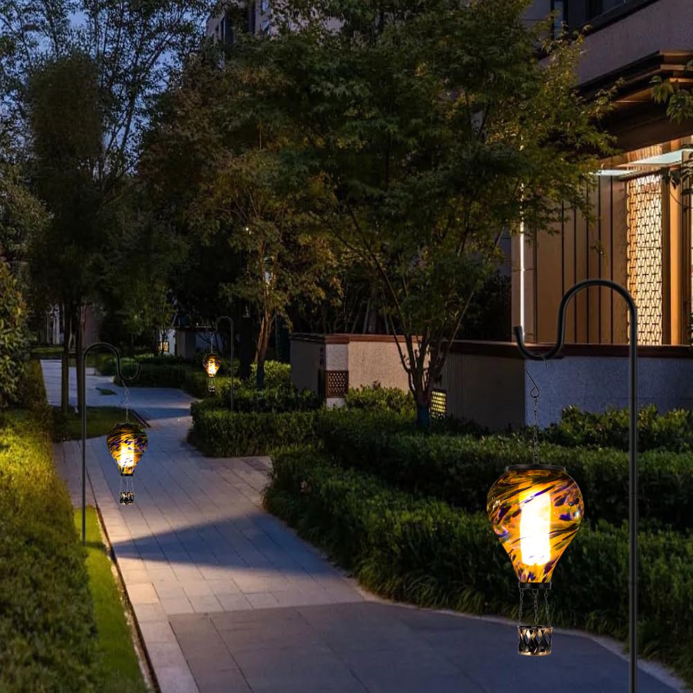 Outdoor Solar Lanterns - Waterproof Hanging Solar-Powered Flame Lights for Garden, Yard, Patio Decor | Perfect Mother's Day Gift & Romantic Ambiance Lighting