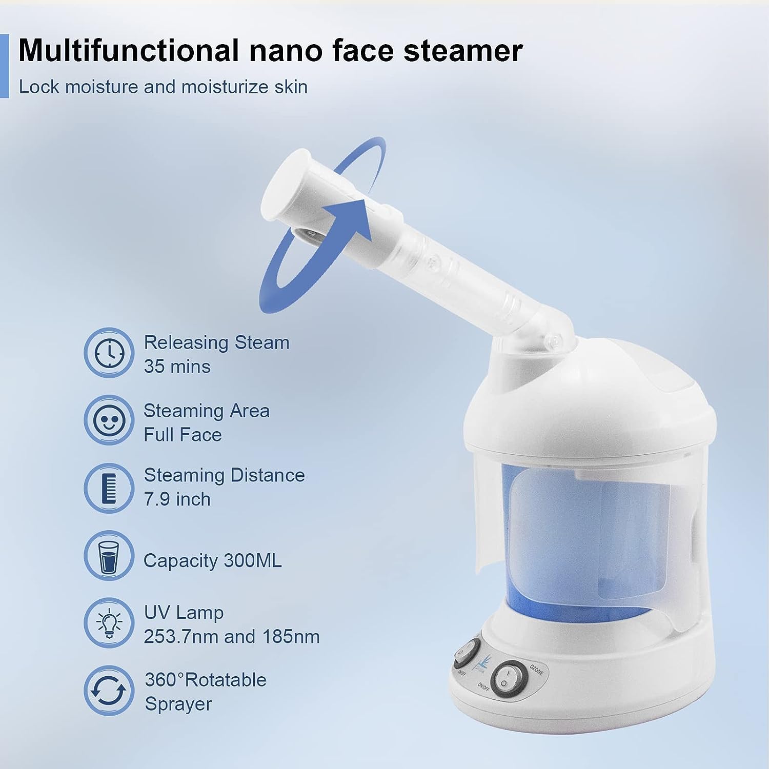 Elitzia ETKD2328a 2-in-1 Ionic Ozone Facial & Hair Steamer with Hood - Professional Home Salon Hair Care & Skin Treatment for Deep Conditioning & Hydration | Perfect for Spa Days & Self-Care Routines