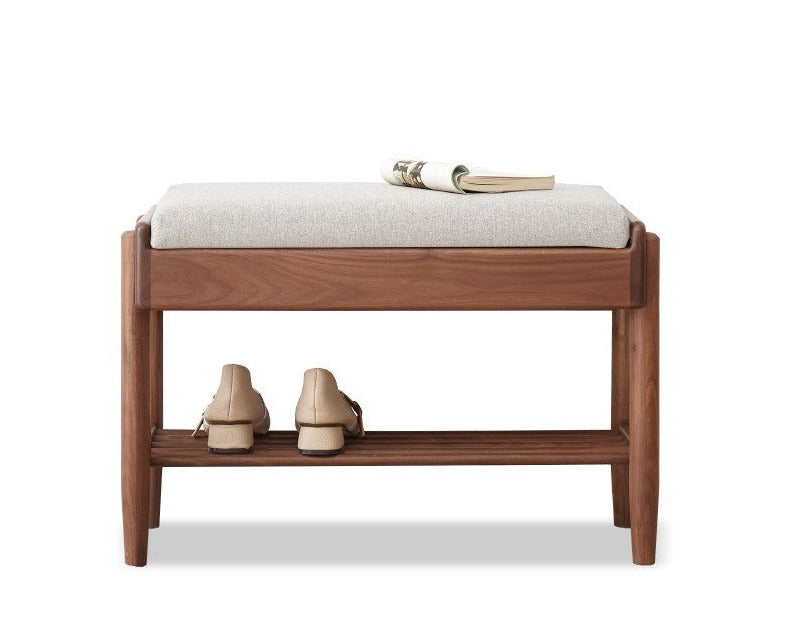 Solid Black Walnut Shoe Storage Bench with Flip Top - Multi-Functional Entryway Organizer for Shoes, Hats & Bags - Perfect for Hallway, Bedroom or Closet Organization
