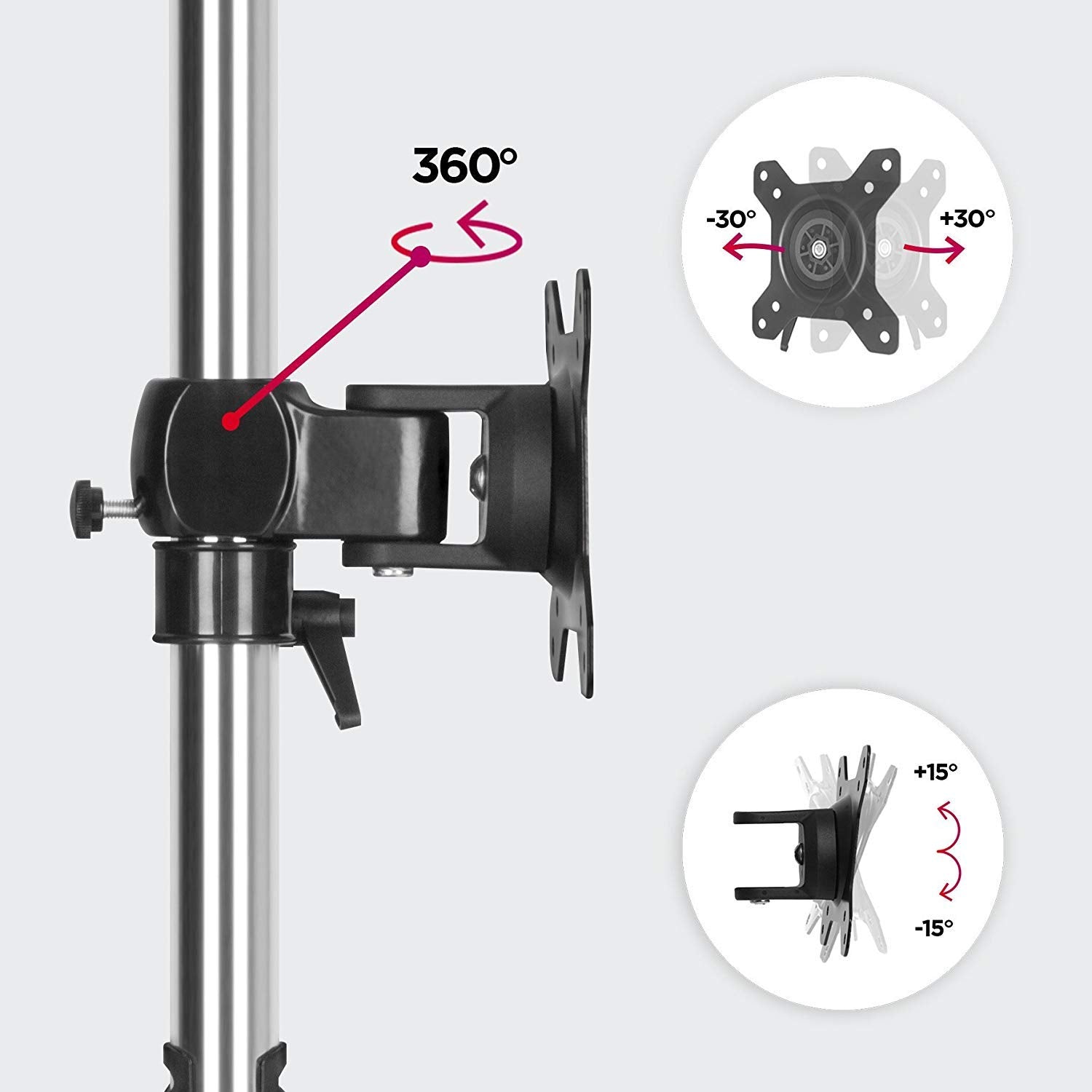 Duronic DM751 Single Monitor Stand - Adjustable Freestanding PC Arm Desk Mount for 15-24 Inch LED/LCD Screens (VESA 75/100, 8kg Capacity) with 360° Rotation & ±15° Tilt - Black | Perfect for Home Office, Gaming Setup & Workspace Ergonomics