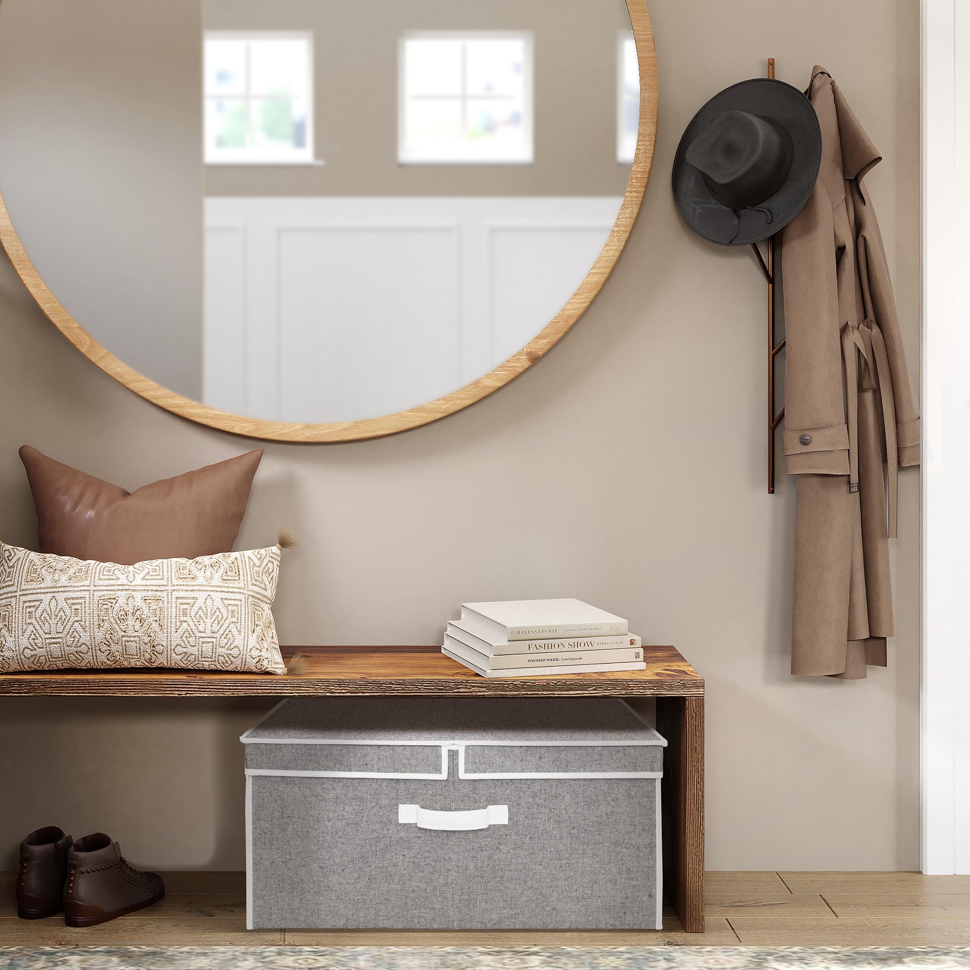 Extra Large Storage Bins with Lids & Handles - Decorative Storage Boxes for Home Organization, Closet, Garage & Office Use