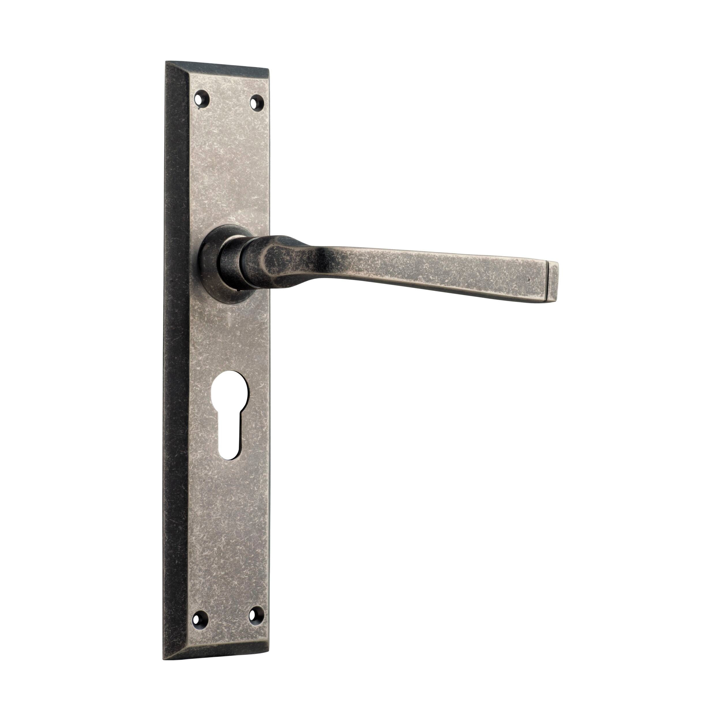 6354E Euro Style Door Lever Set in Rumbled Nickel Finish - H225xW50xP75mm - Perfect for Modern Homes, Offices & Commercial Spaces