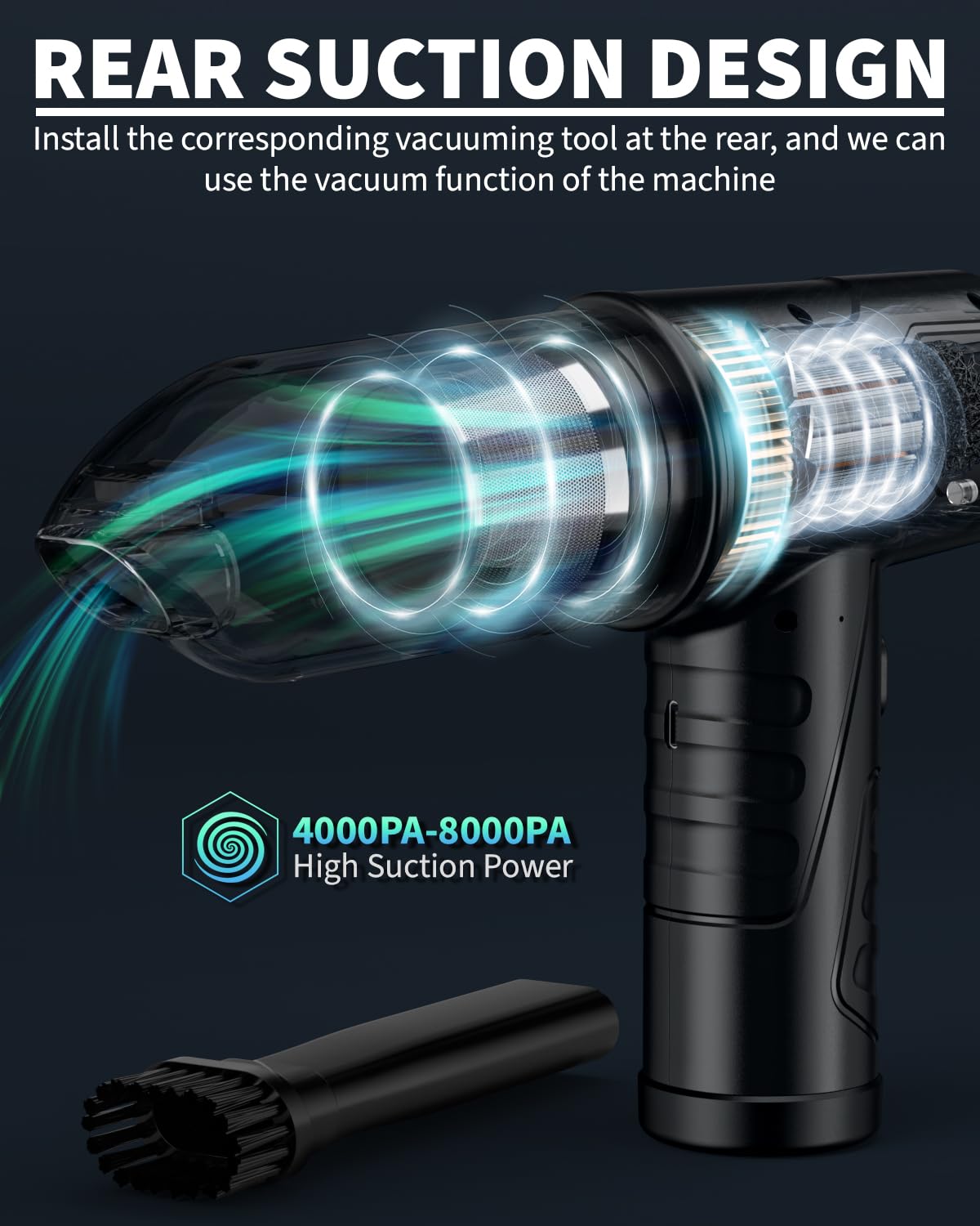 Rechargeable Cordless Air Blower - 95000RPM 3-Speed Electric Duster for Deep Cleaning - 8000mAh Battery - Keyboard Cleaner, PC Cleaning, Car Duster - Eco-Friendly Alternative to Canned Air - Perfect for Home, Office & Electronics Maintenance