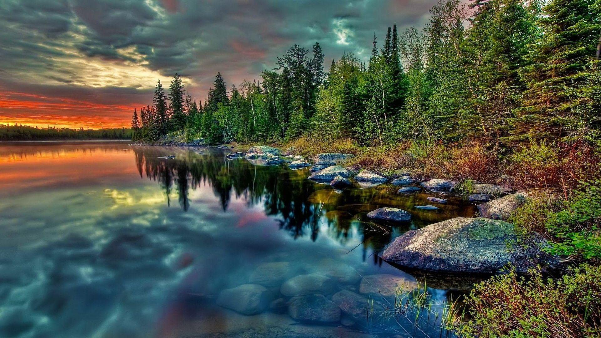 Lake Sunset Canvas Art - Framed Landscape Wall Painting for Home, Office, Bedroom Decor - Ready to Hang - Perfect for Living Room, Dining Area & Gift Giving