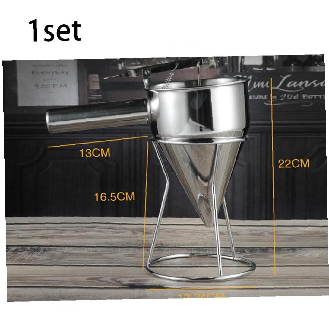 Premium Stainless Steel Piston Funnel - Perfect for Cream Dispensing, Cake Decorating & Pancake Batter Pouring - Essential Kitchen & Bakery Baking Accessories for Dessert Making, DIY Creations & Professional Use
