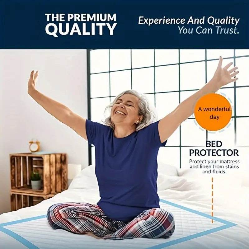Ultra Soft Waterproof Incontinence Pads for Adults - 10 Pack Heavy Absorbency Bed Pads - Ideal for Overnight Protection, Travel & Home Care