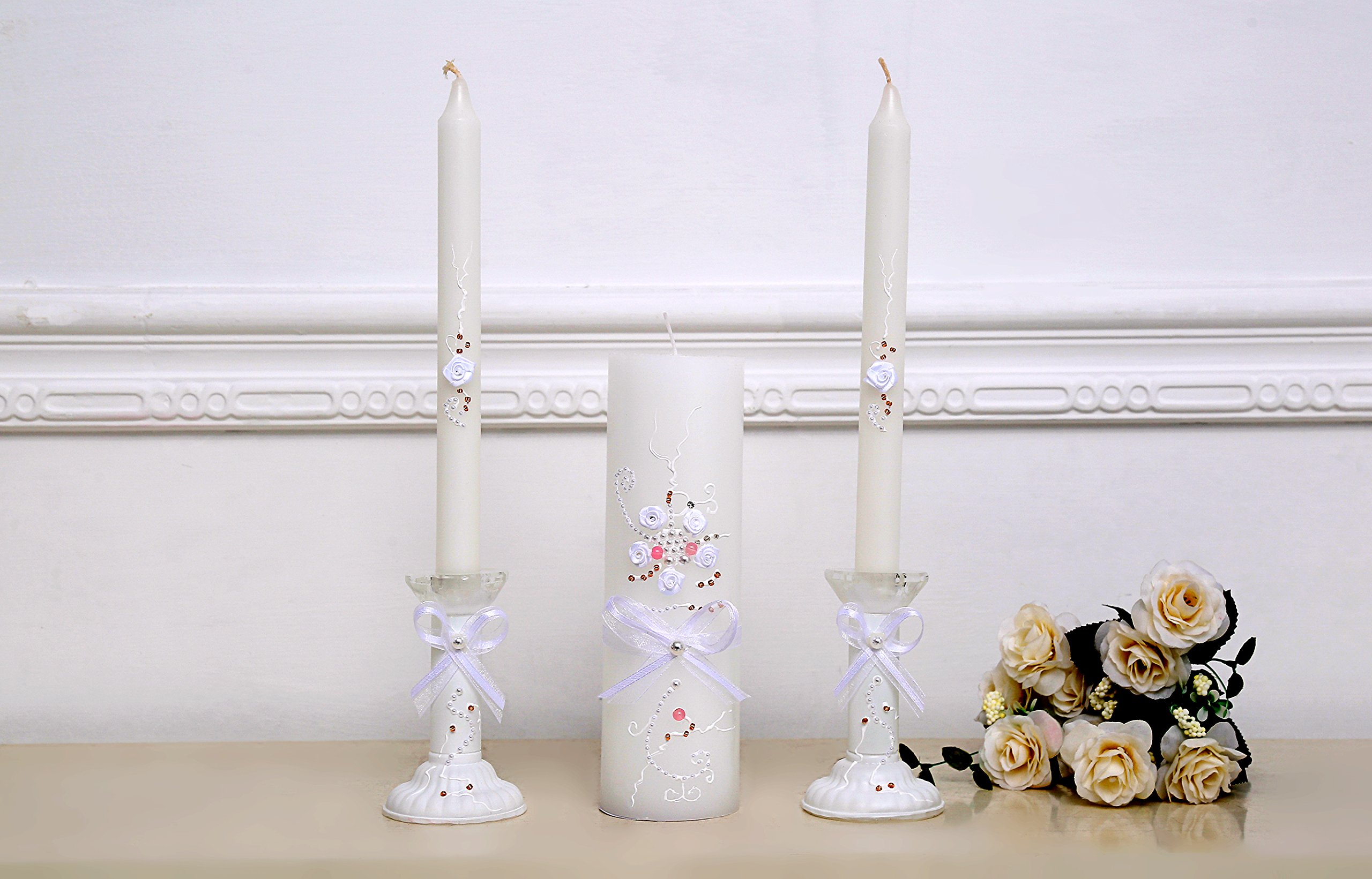 3-Piece Rustic Wedding Unity Candle Set - Handmade Ceremony Candles for Rustic, Farmhouse & Boho Weddings