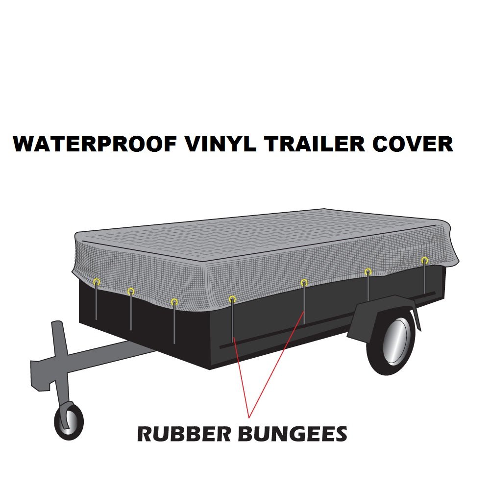 XTARPS Heavy Duty Waterproof Vinyl Trailer Tarp 8x24 ft with 10 Rubber Bungee Cords - Durable Truck Cover for Cargo Protection in Rain, Snow & Harsh Weather Conditions