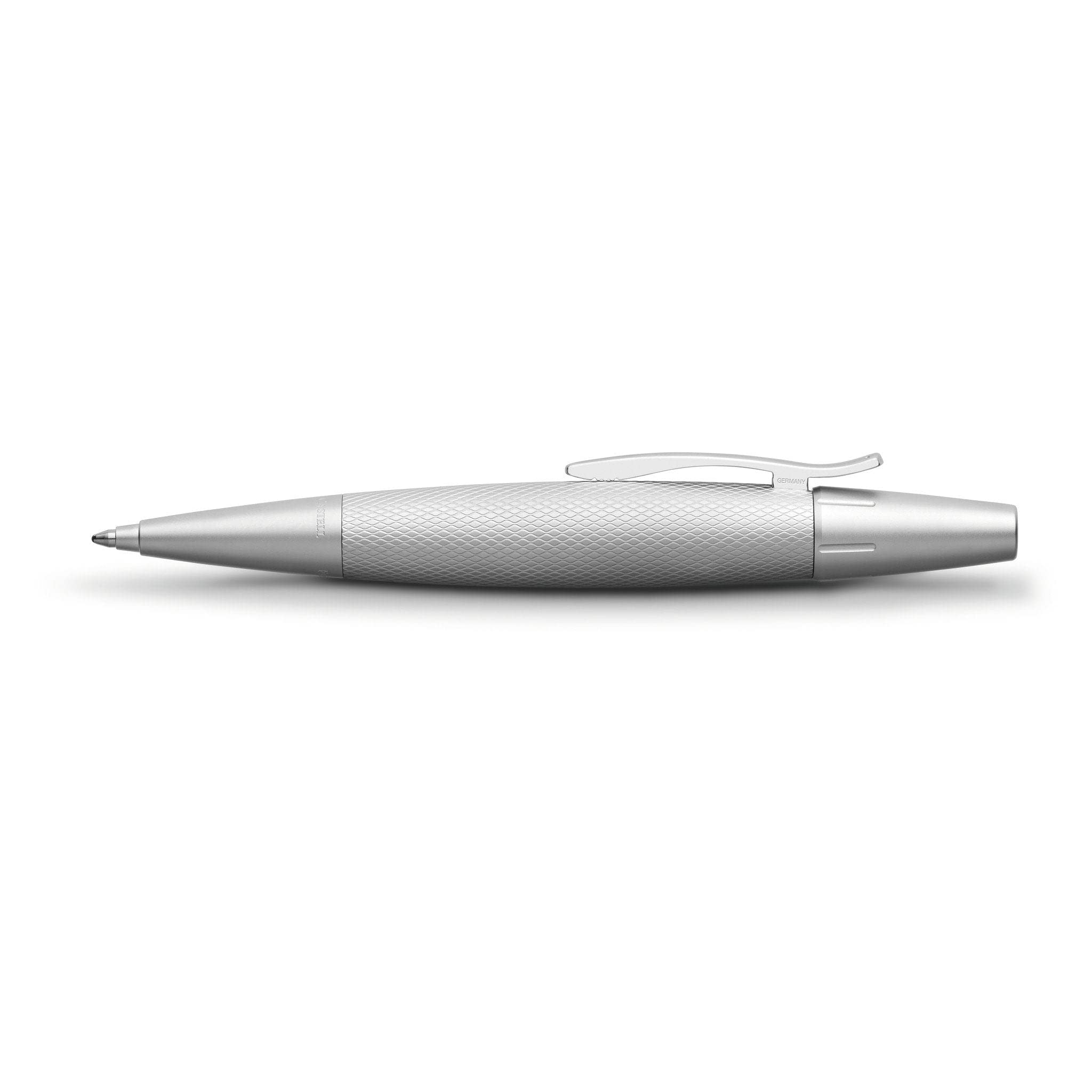 Faber-Castell 148676 Ballpoint Pen - Oil-Based Ink, Emotion Collection, Pure Silver Finish - Premium Writing for Office, School & Gifts