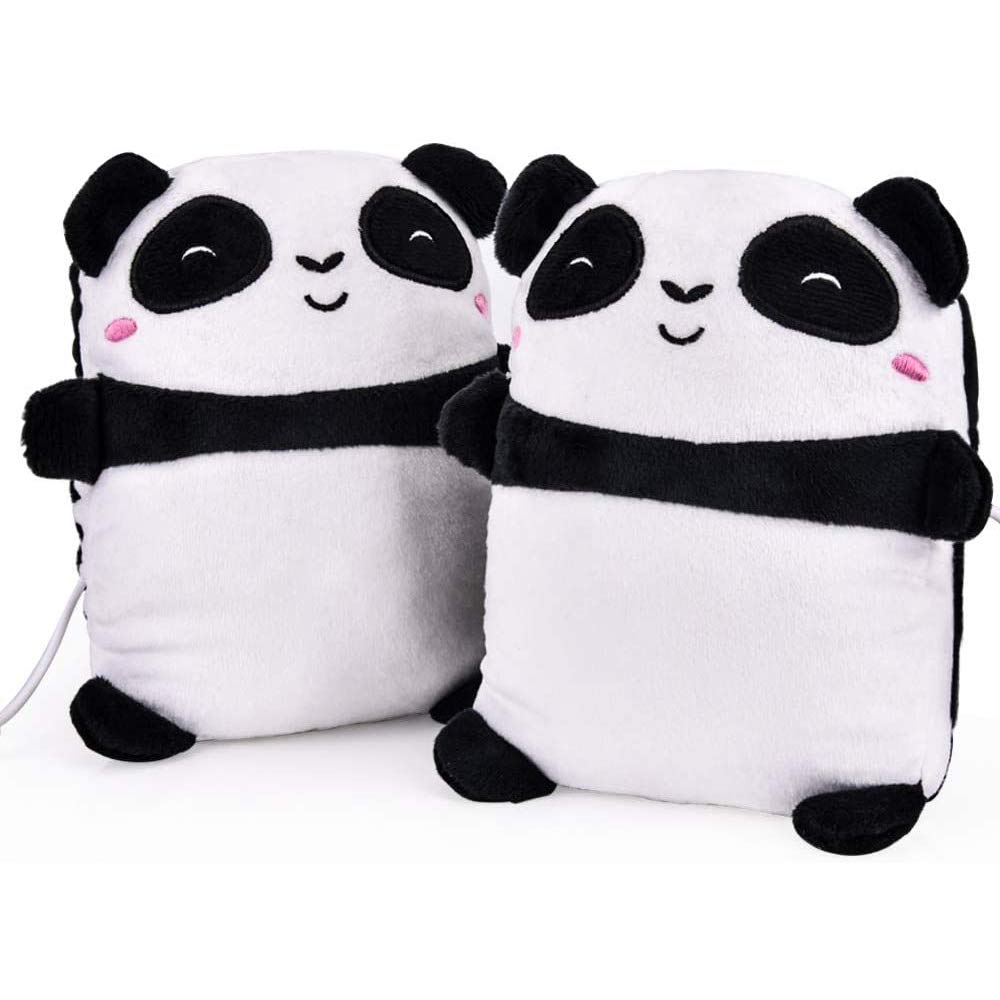 Cute Panda USB Hand Warmers Mittens - Winter Heated Half Fingerless Gloves for Kids, Women & Men - Perfect for Outdoor Activities, Commuting & Gifts